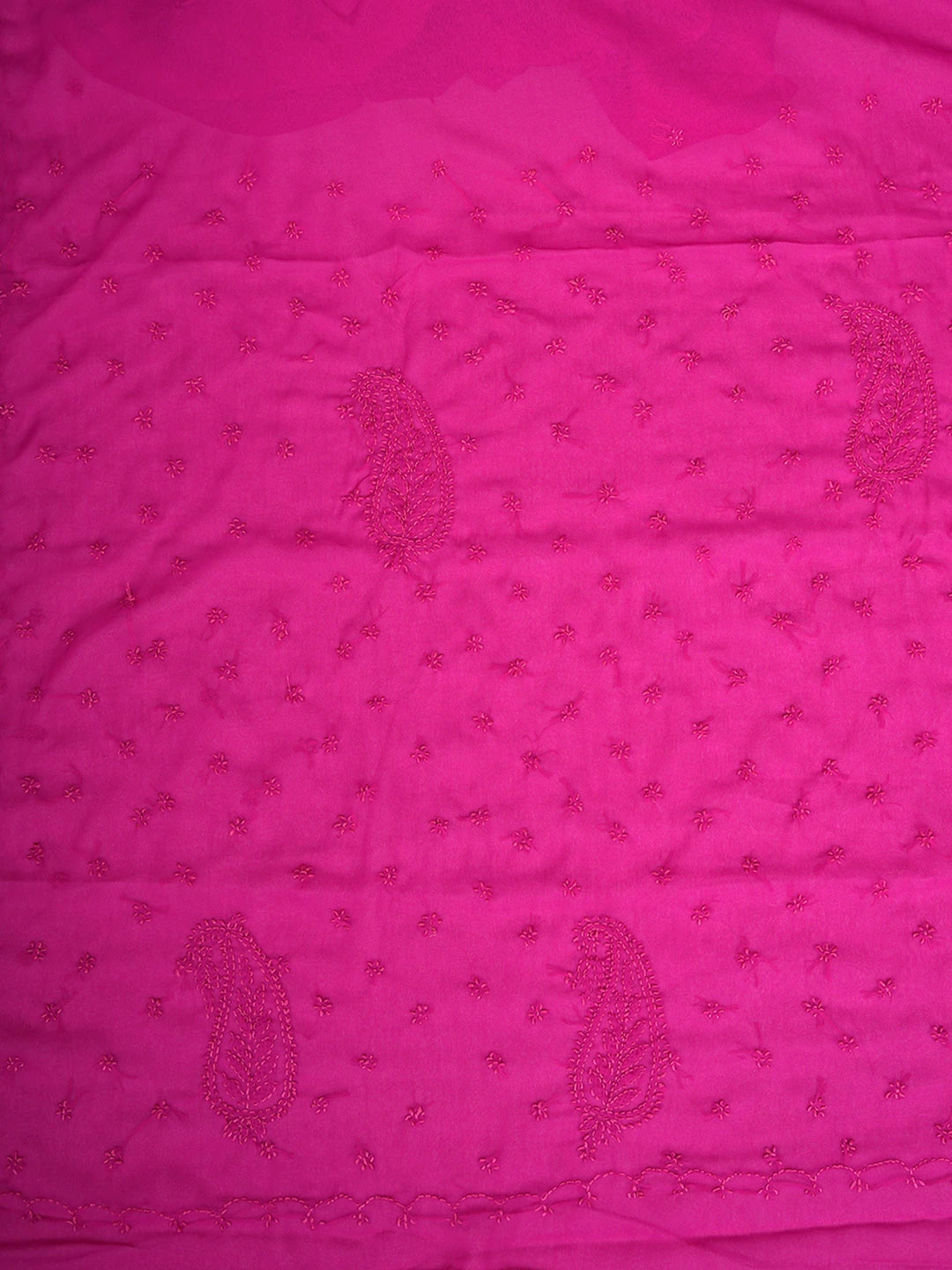 Ada Hand Embroidered Magenta Georgette Lucknowi Chikankari Saree With Blouse 01A853737