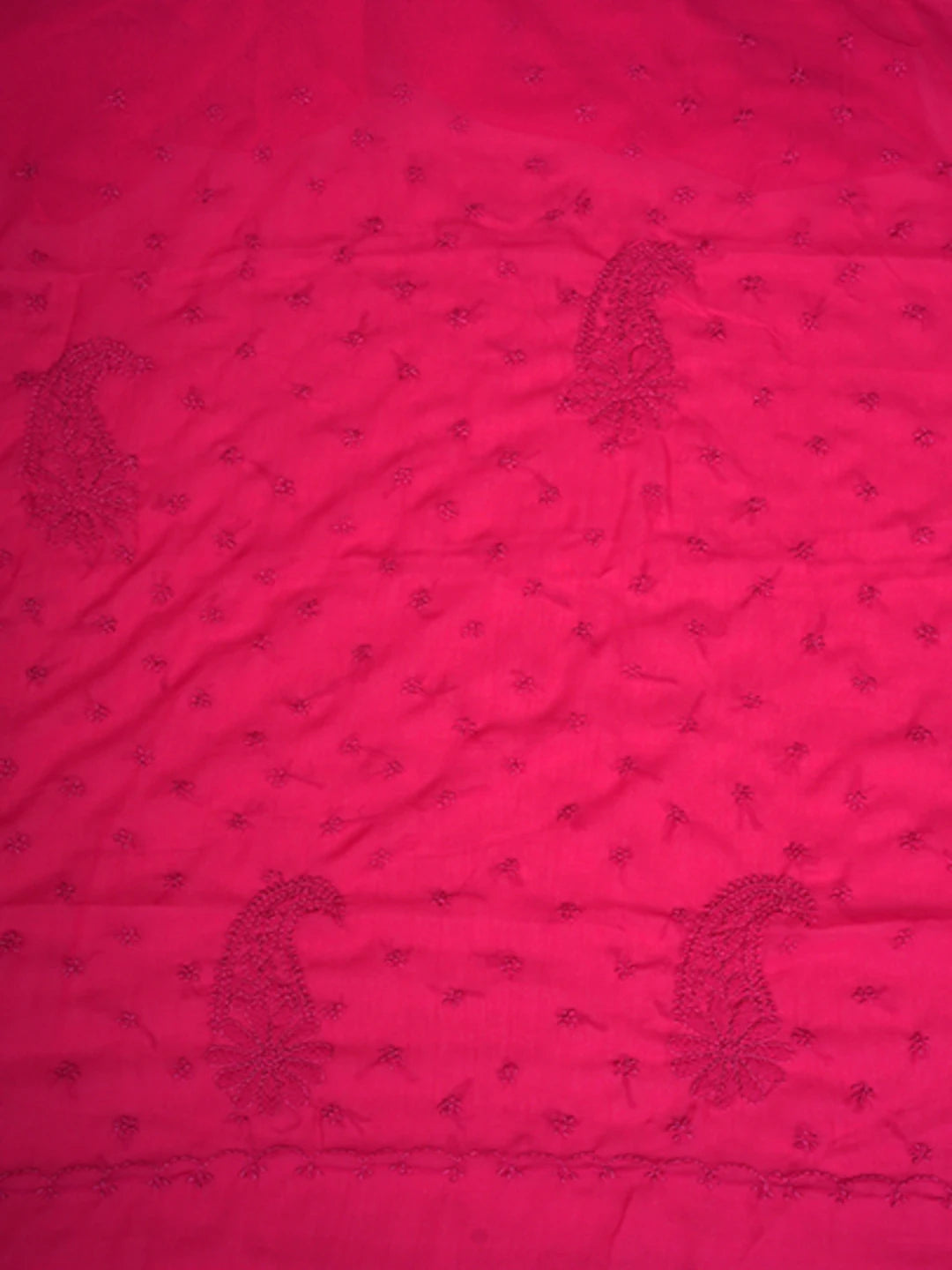 Ada Hand Embroidered Red Georgette Lucknowi Chikankari Saree With Blouse 01A853722