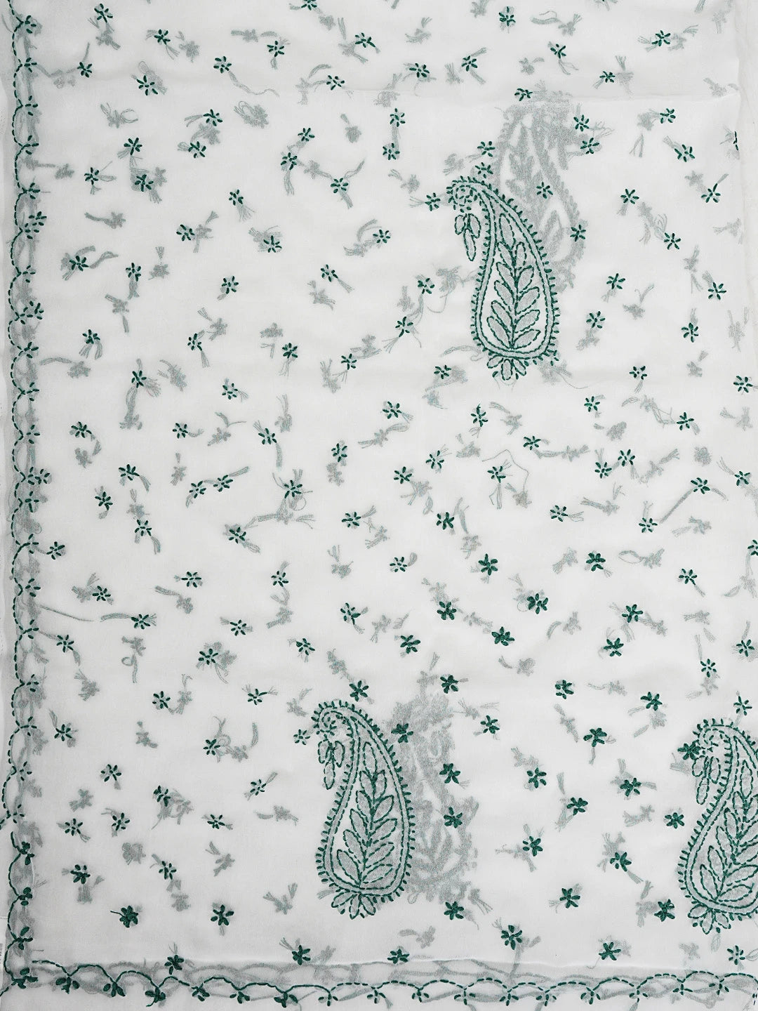Ada Hand Embroidered Milk White Georgette Lucknowi Chikankari Saree With Blouse 01A853750