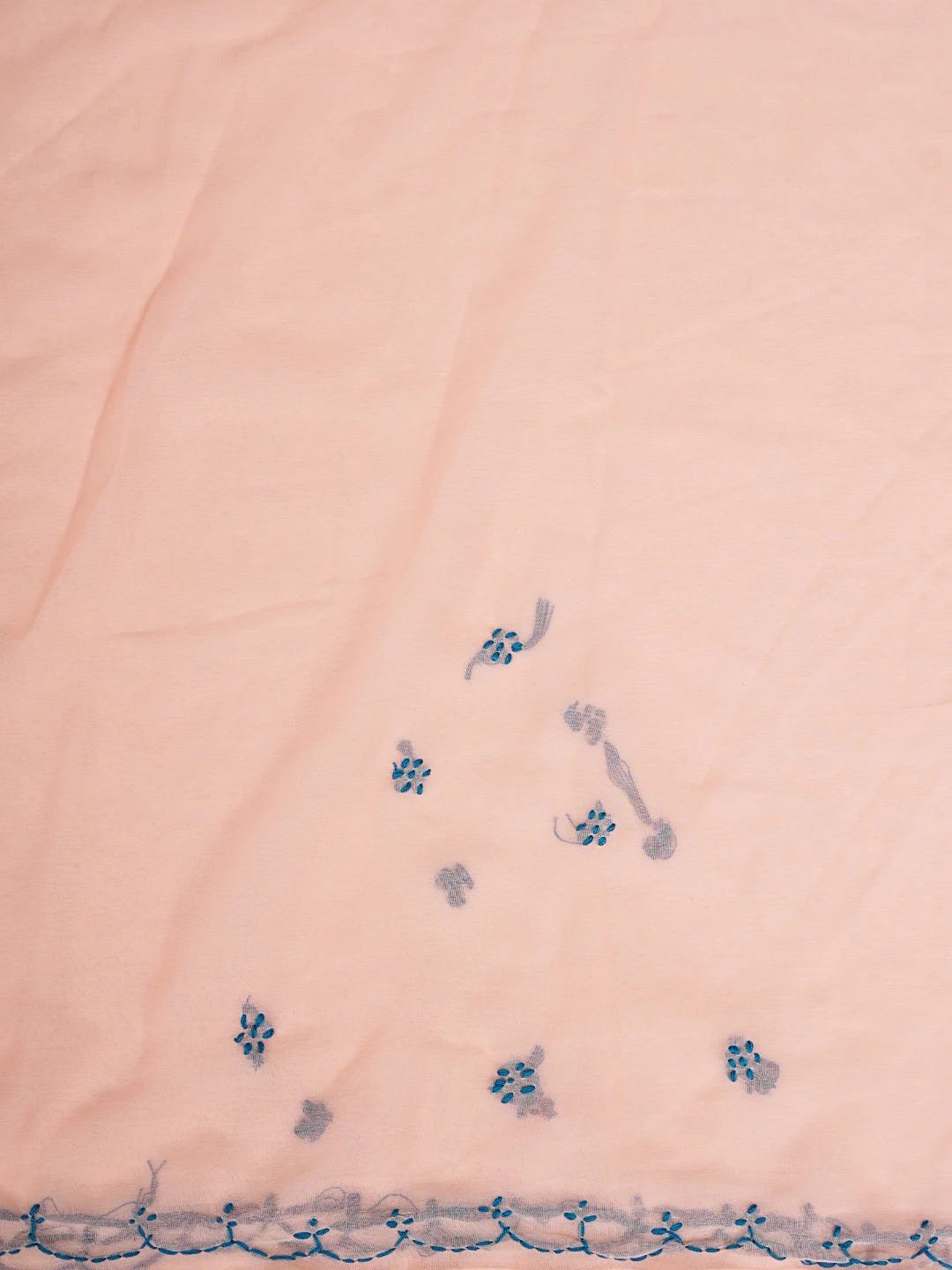 Ada Hand Embroidered Peach Georgette Lucknowi Chikankari Saree With Blouse 01A853718