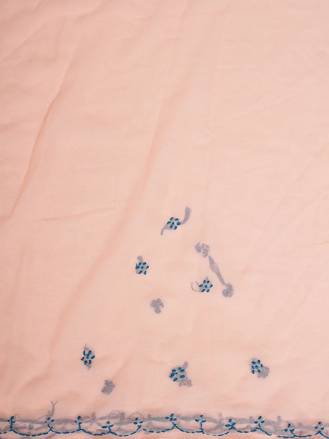 Ada Hand Embroidered Peach Georgette Lucknowi Chikankari Saree With Blouse 01A853718