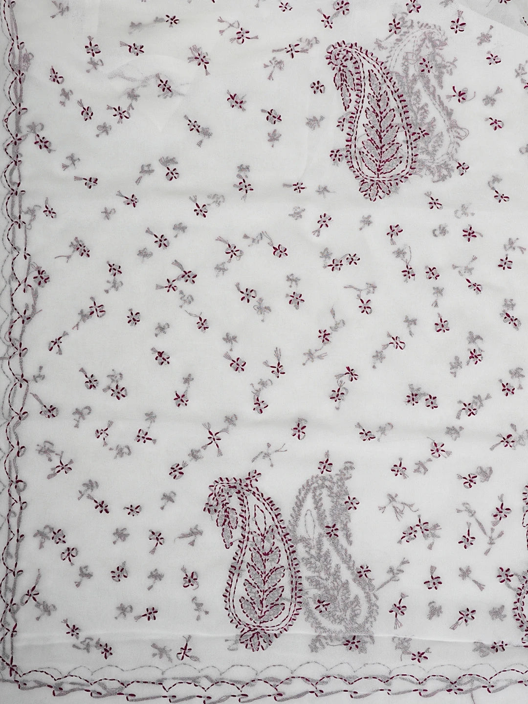 Ada Hand Embroidered White Georgette Lucknowi Chikankari Saree With Blouse 01A853749