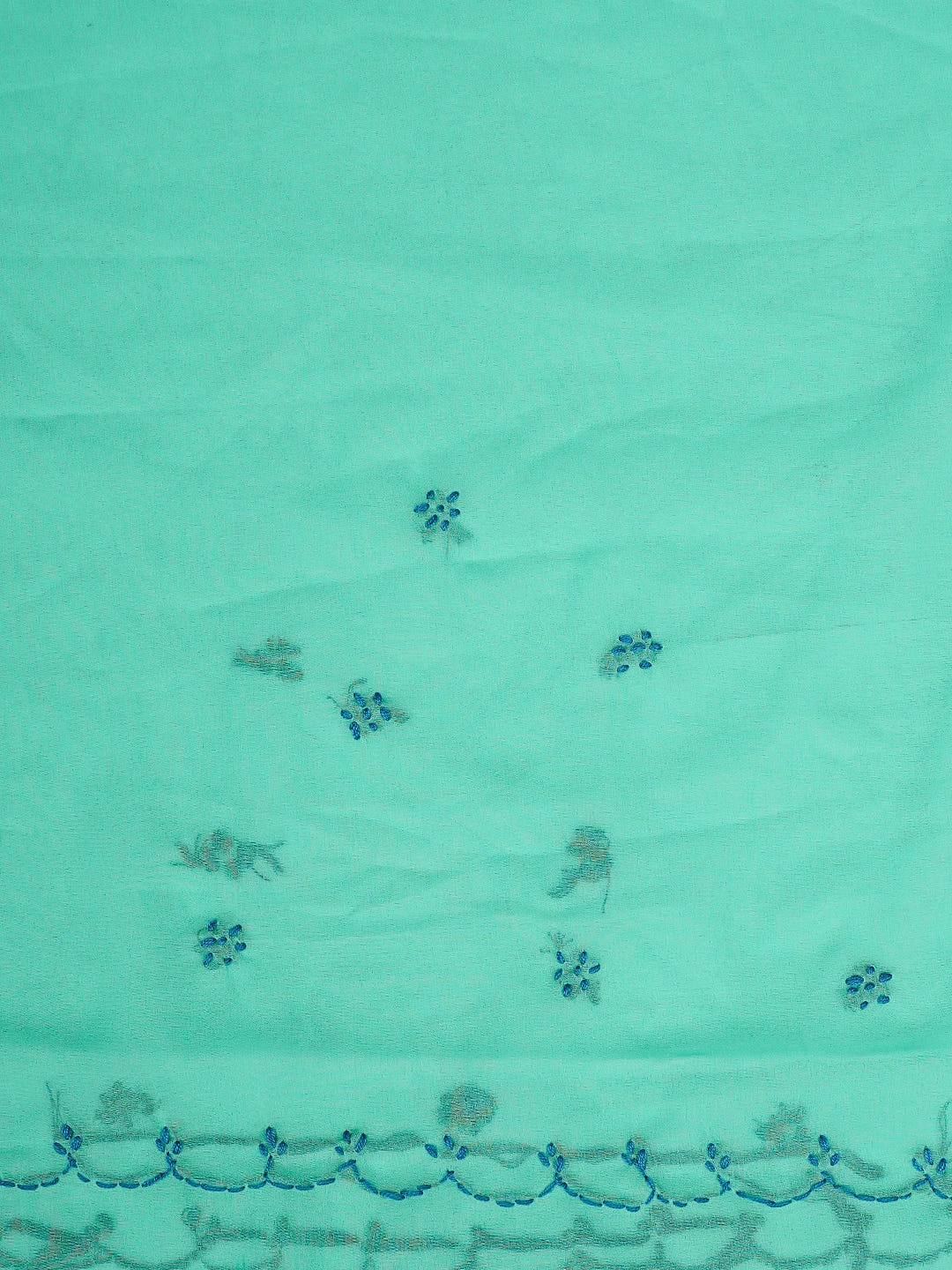 Ada Hand Embroidered Jungle Green Georgette Lucknowi Chikankari Saree With Blouse 01A853753