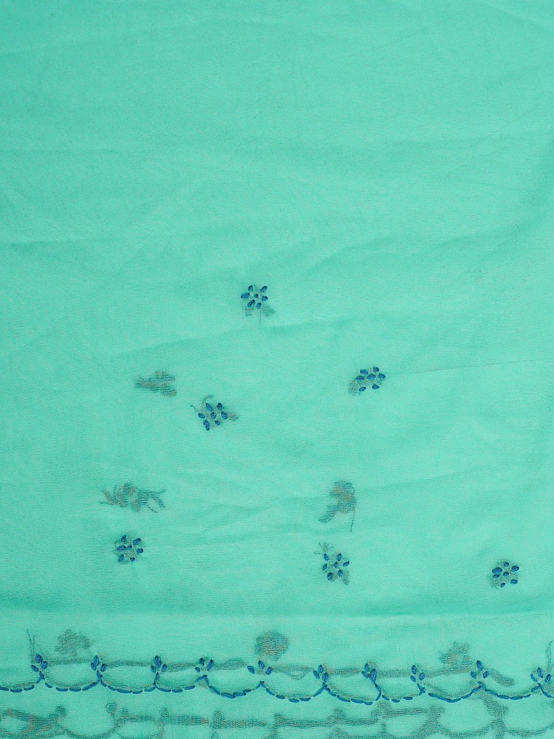 Ada Hand Embroidered Jungle Green Georgette Lucknowi Chikankari Saree With Blouse 01A853753