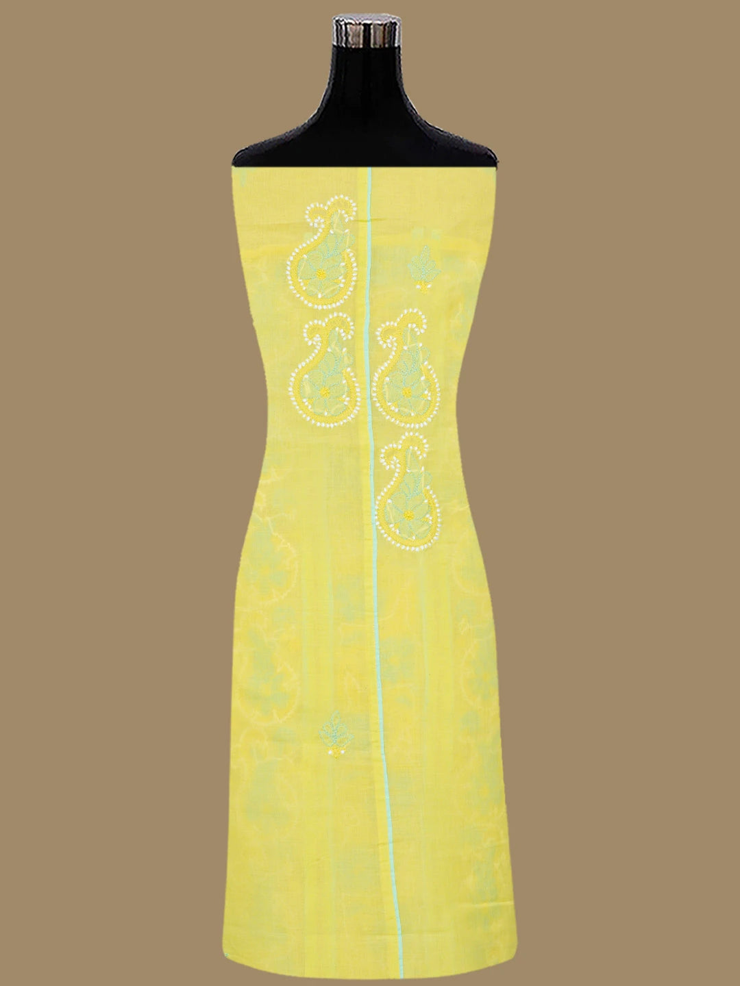 Ada Hand Embroidered Yellow Cotton Lucknowi Chikankari Unstitched Suit Set 01A821872