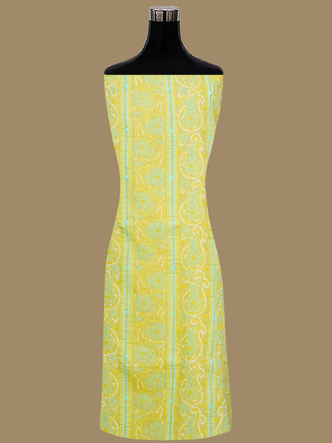 Ada Hand Embroidered Yellow Cotton Lucknowi Chikankari Unstitched Suit Set 01A821872