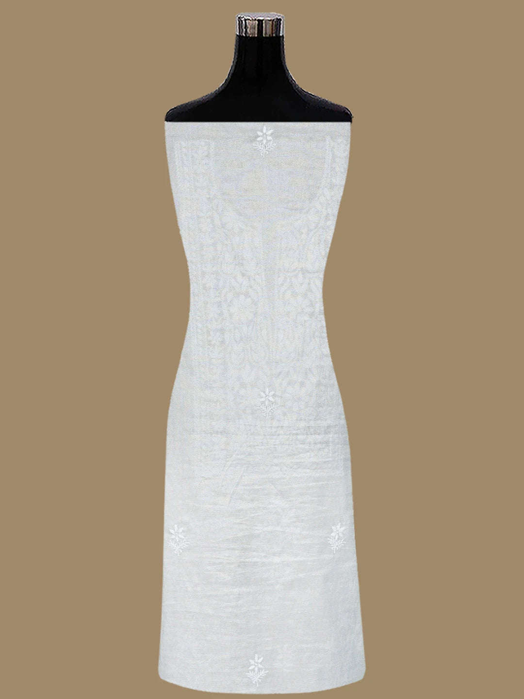 Ada Hand Embroidered Silver Grey Tissue Lucknowi Chikankari Unstitched Kurta Dupatta Set 01A810670
