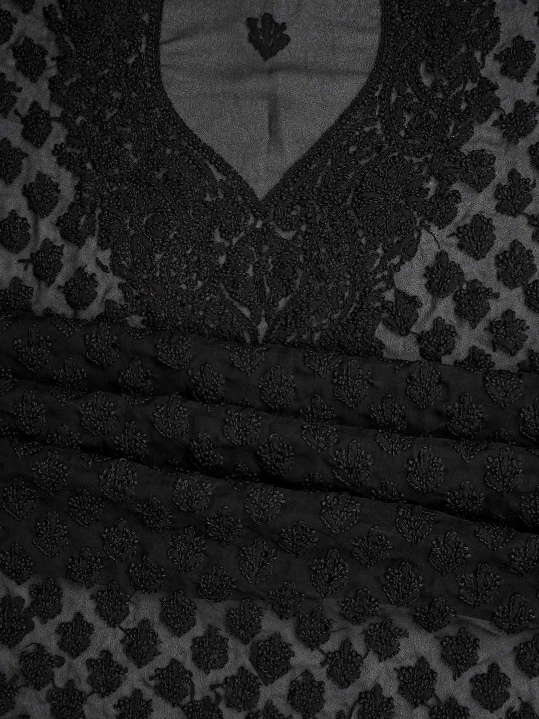 Ada Hand Embroidered Black Georgette Lucknowi Chikankari Unstitched Suit Piece 01A823782