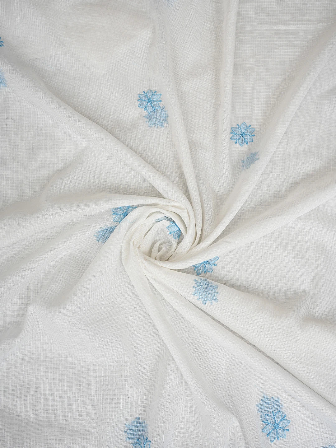 Ada Hand Embroidered White Kota Lucknowi Chikankari Unstitched Kurta Dupatta Set 01A558188