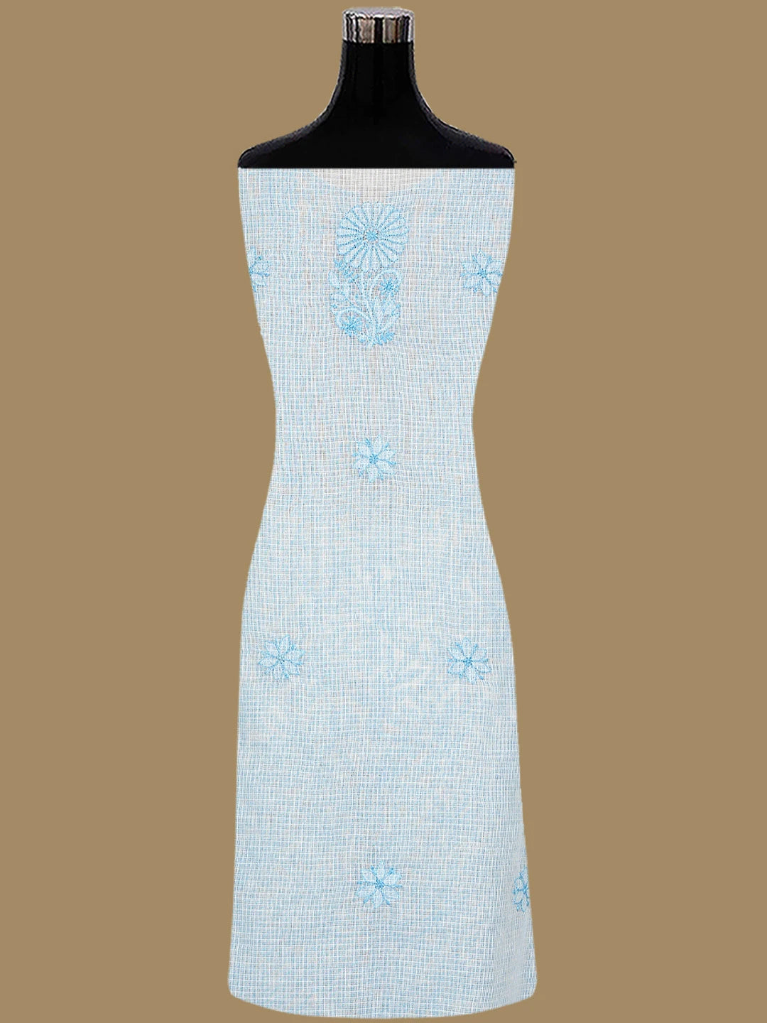 Ada Hand Embroidered White Kota Lucknowi Chikankari Unstitched Kurta Dupatta Set 01A558188