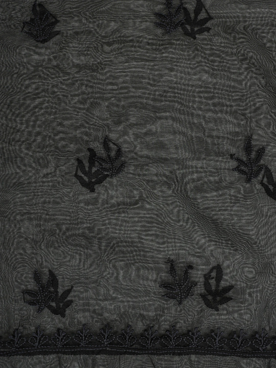 Ada Hand Embroidered Black Organza Lucknowi Chikankari Unstitched Kurta Dupatta Set 01A121874