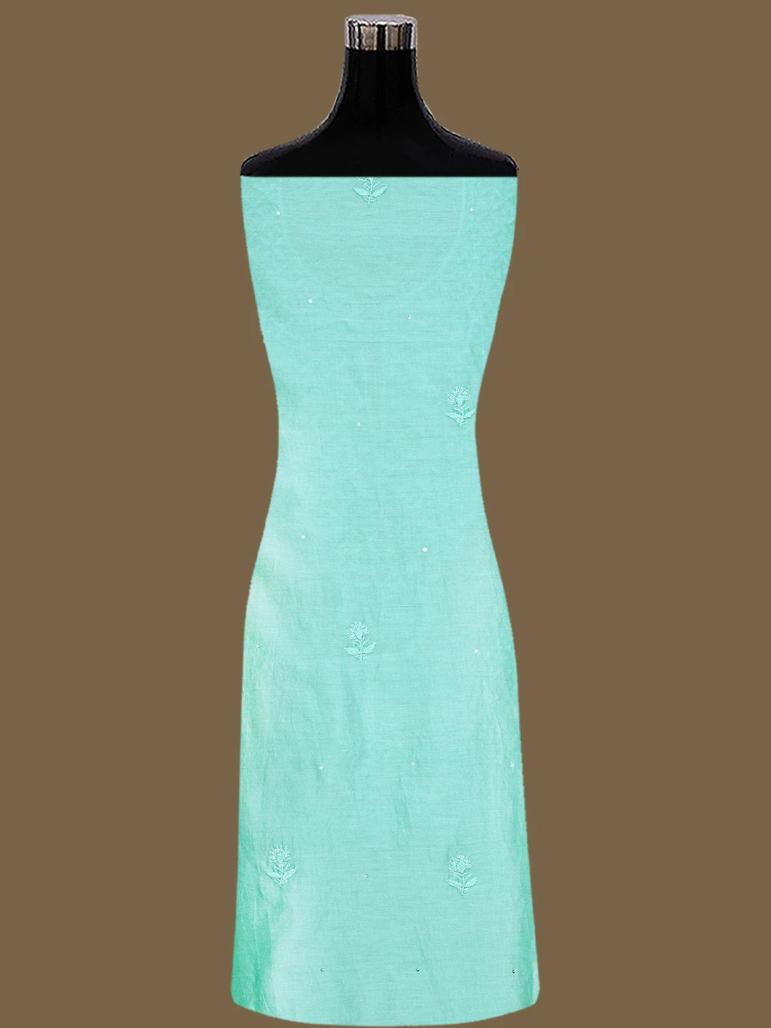 Ada Hand Embroidered Sea Green Chanderi Lucknowi Chikankari Unstitched Kurta Dupatta Set With Cutdana Work 01A778620
