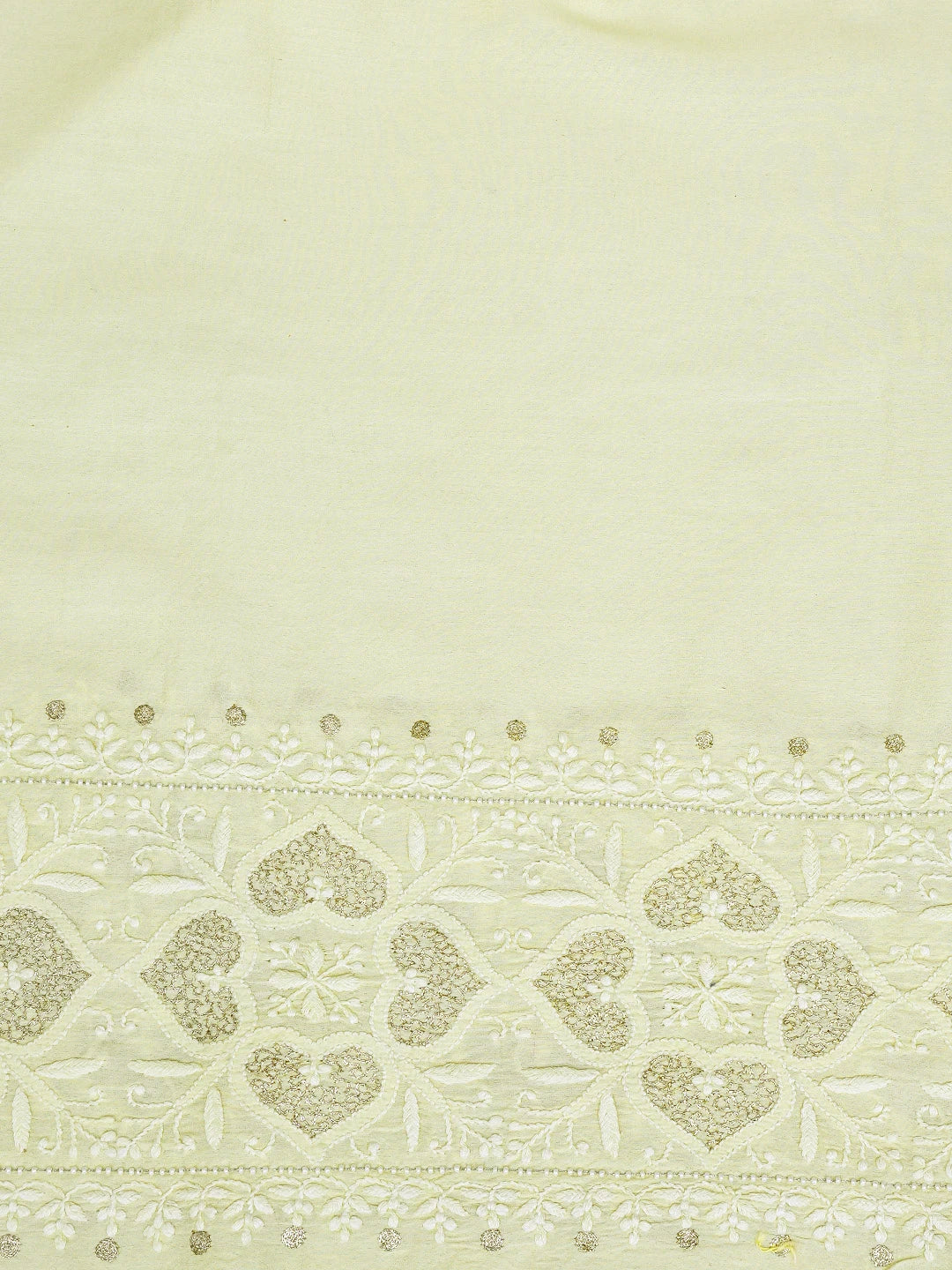 Ada Hand Embroidered Beige Chanderi Lucknowi Chikankari Unstitched Kurta Dupatta Set With Pearl Work 01A525862