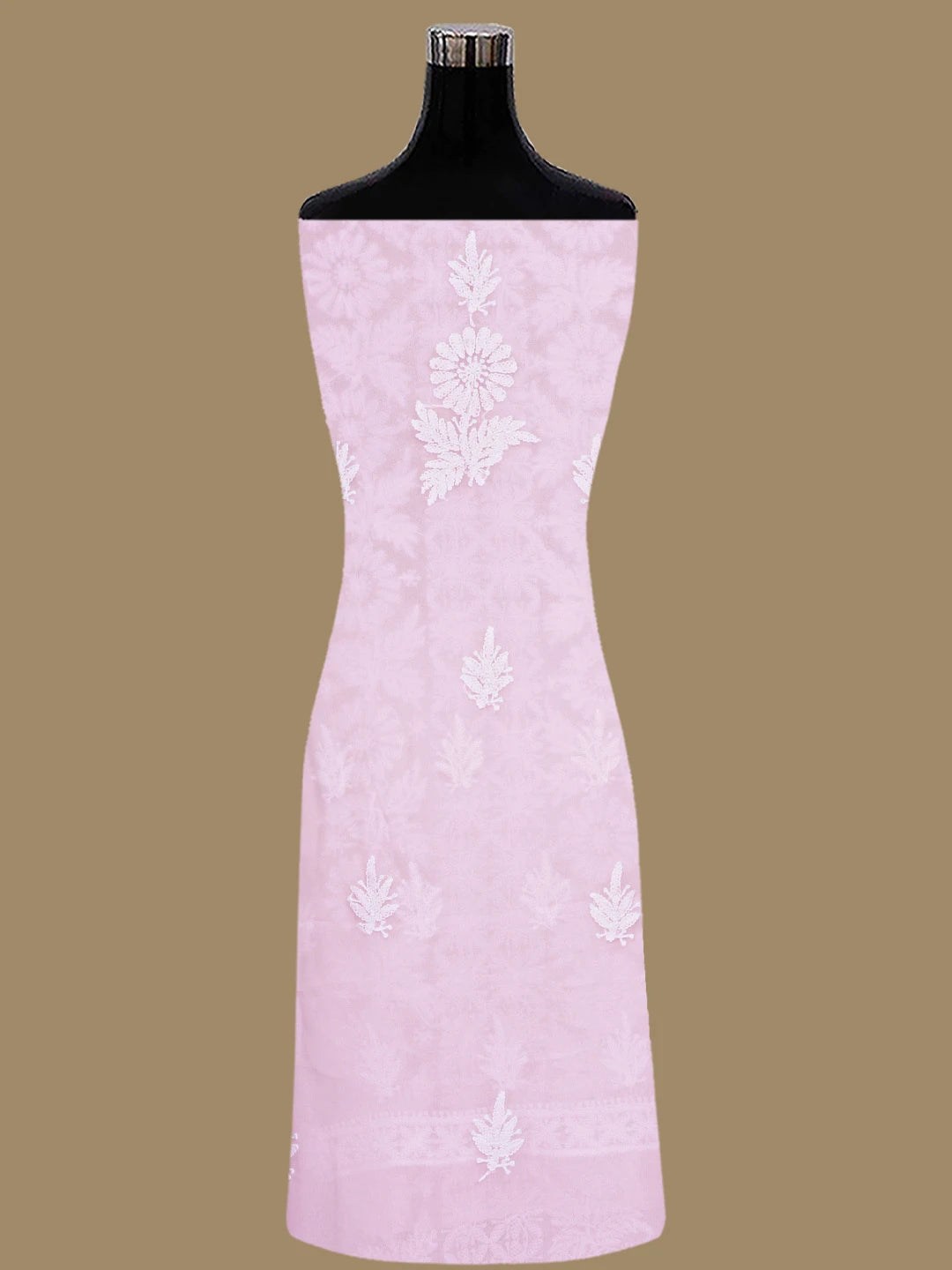 Ada Hand Embroidered Baby Pink Georgette Lucknowi Chikankari Unstitched Suit Piece 01A843417