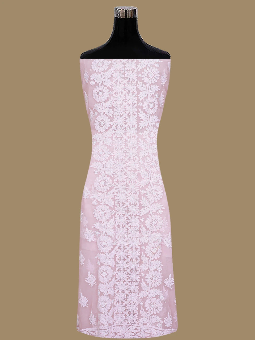 Ada Hand Embroidered Baby Pink Georgette Lucknowi Chikankari Unstitched Suit Piece 01A843417