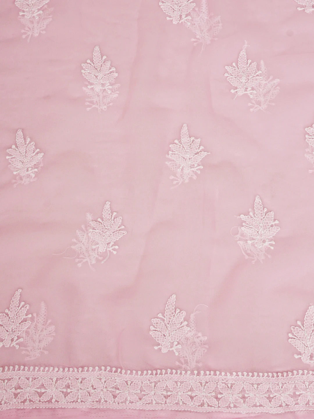 Ada Hand Embroidered Baby Pink Georgette Lucknowi Chikankari Unstitched Suit Piece 01A843417