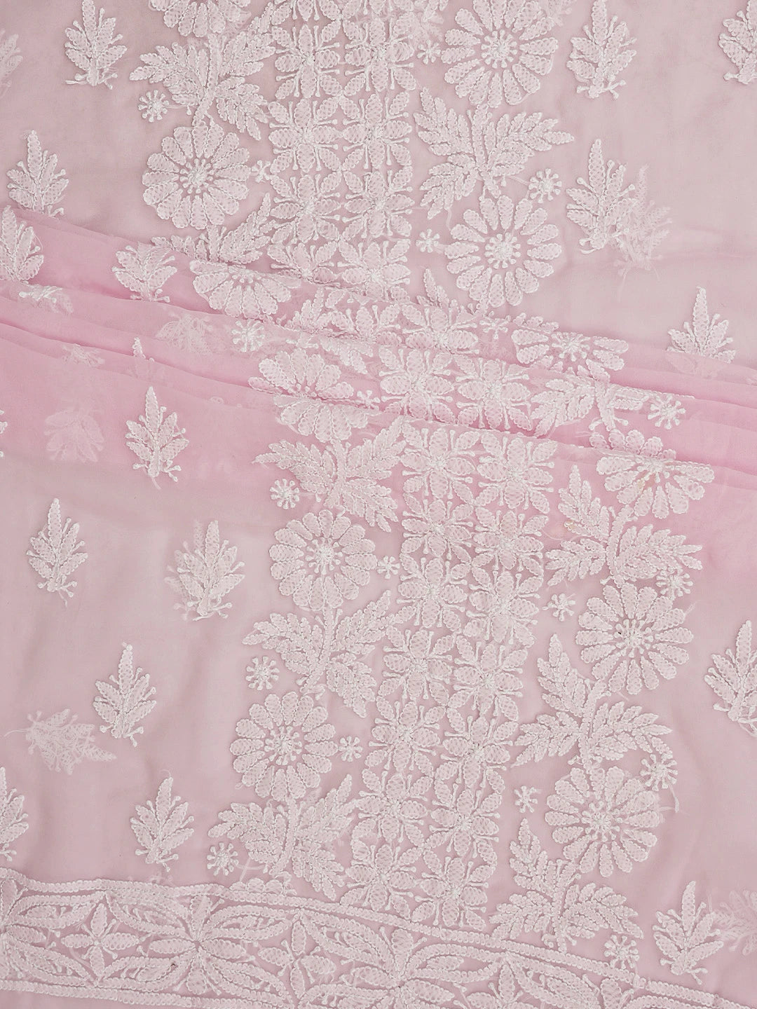 Ada Hand Embroidered Baby Pink Georgette Lucknowi Chikankari Unstitched Suit Piece 01A843417