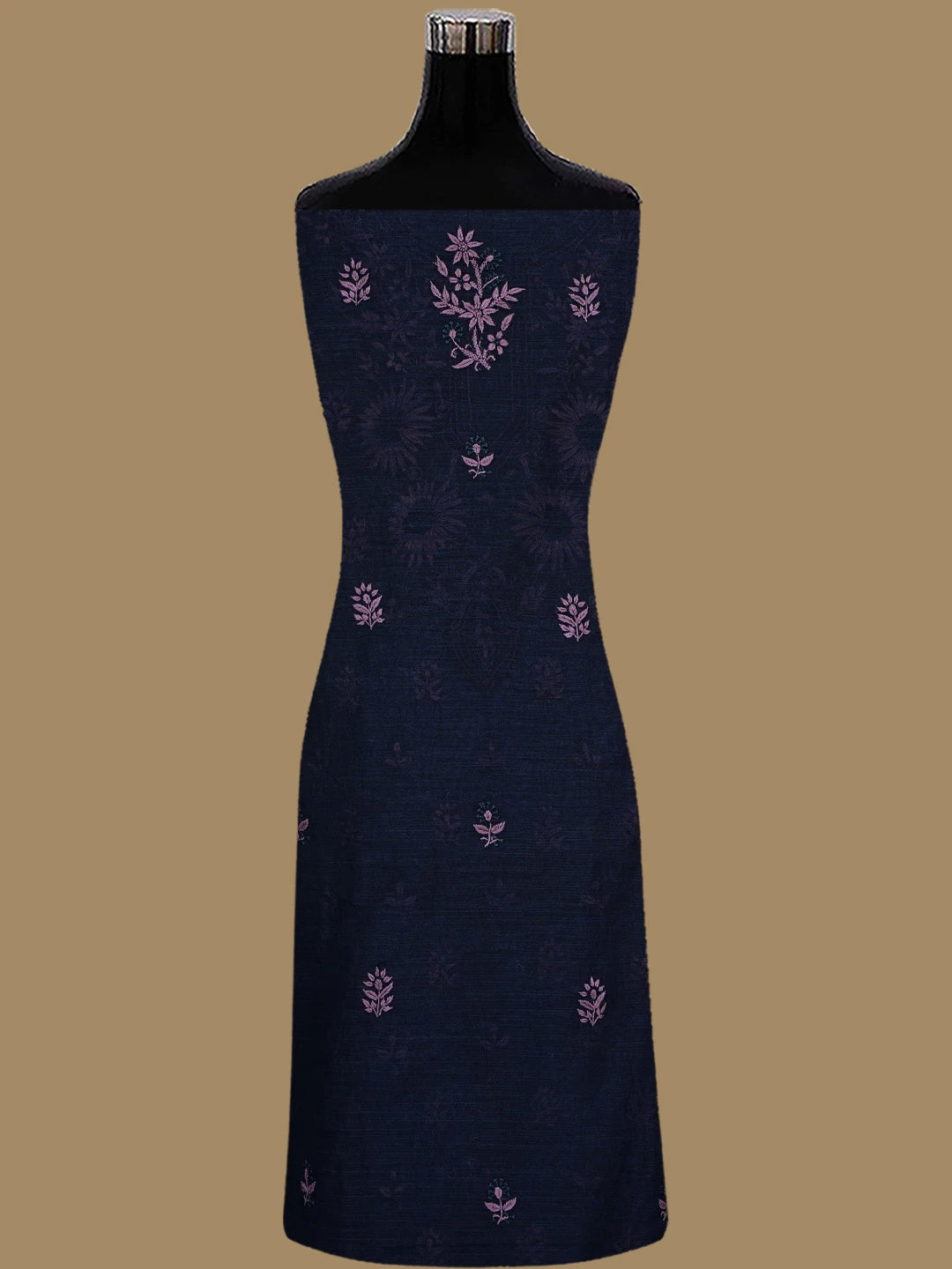Ada Hand Embroidered Black Chanderi Lucknowi Chikankari Unstitched Kurta Dupatta Set 01A731844