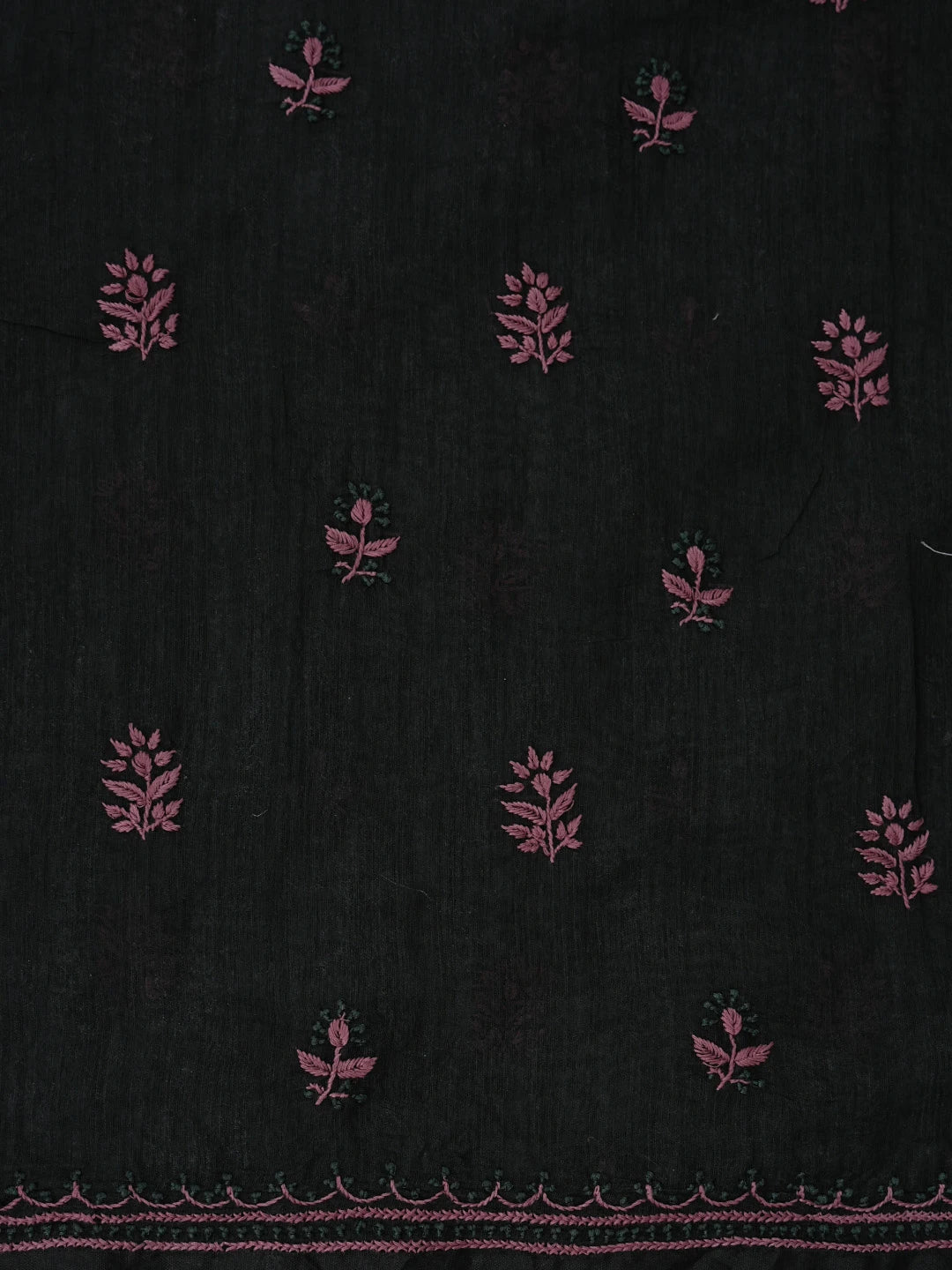 Ada Hand Embroidered Black Chanderi Lucknowi Chikankari Unstitched Kurta Dupatta Set 01A731844