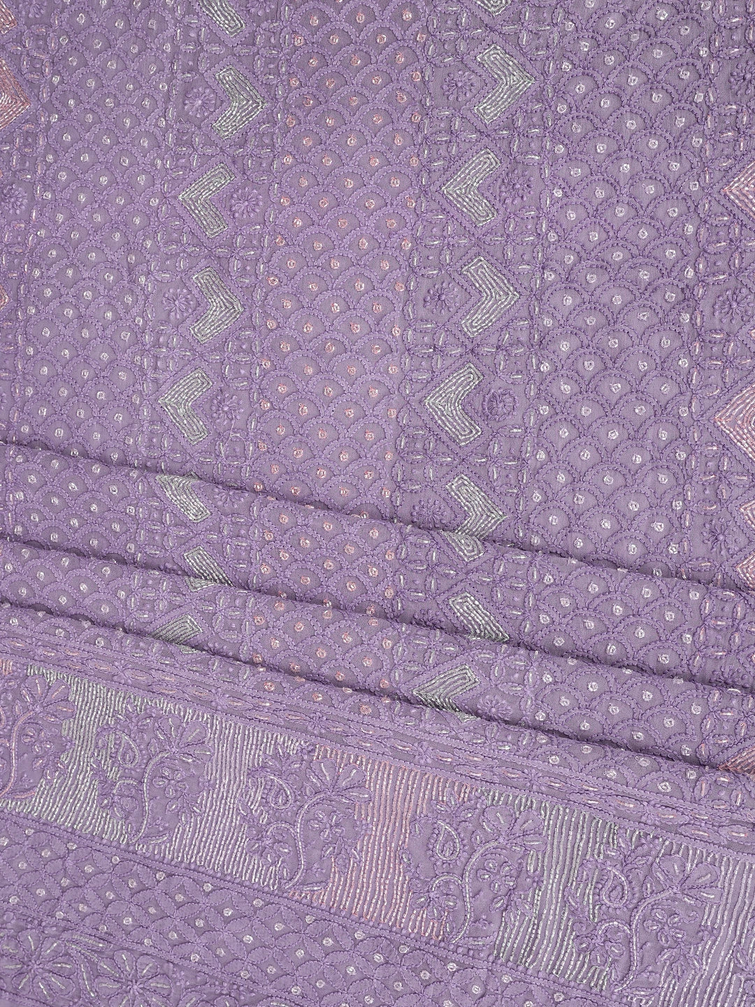 Ada Hand Embroidered Mauve Viscose Georgette Lucknowi Chikankari Unstitched Kurta Dupatta Set With Cutdana Work 01A815291