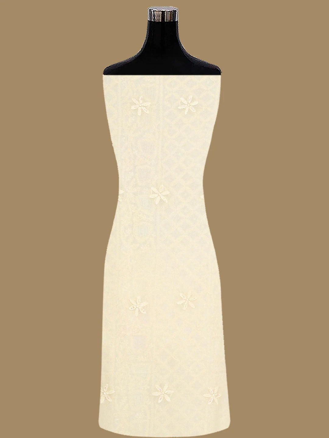 Ada Hand Embroidered Beige Viscose Georgette Lucknowi Chikankari Unstitched Kurta Dupatta Set With Cutdana Work 01A807100