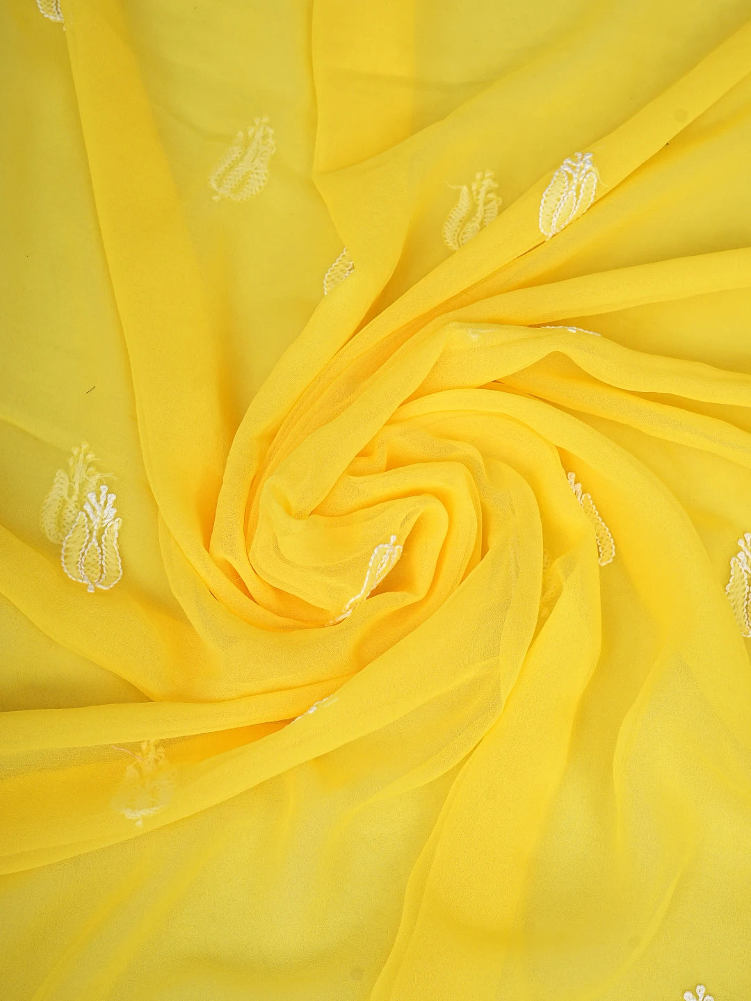 Ada Hand Embroidered yellow Georgette Lucknowi Chikankari Unstitched Suit Piece 01A843807