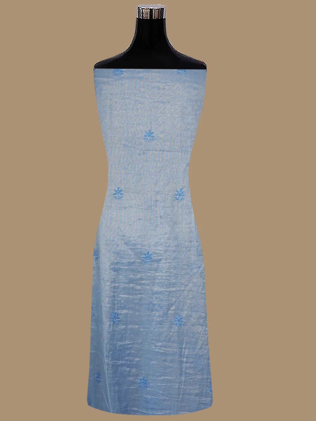 Ada Hand Embroidered Blueish Grey Tissue Lucknowi Chikankari Unstitched Kurta Dupatta Set 01A810659