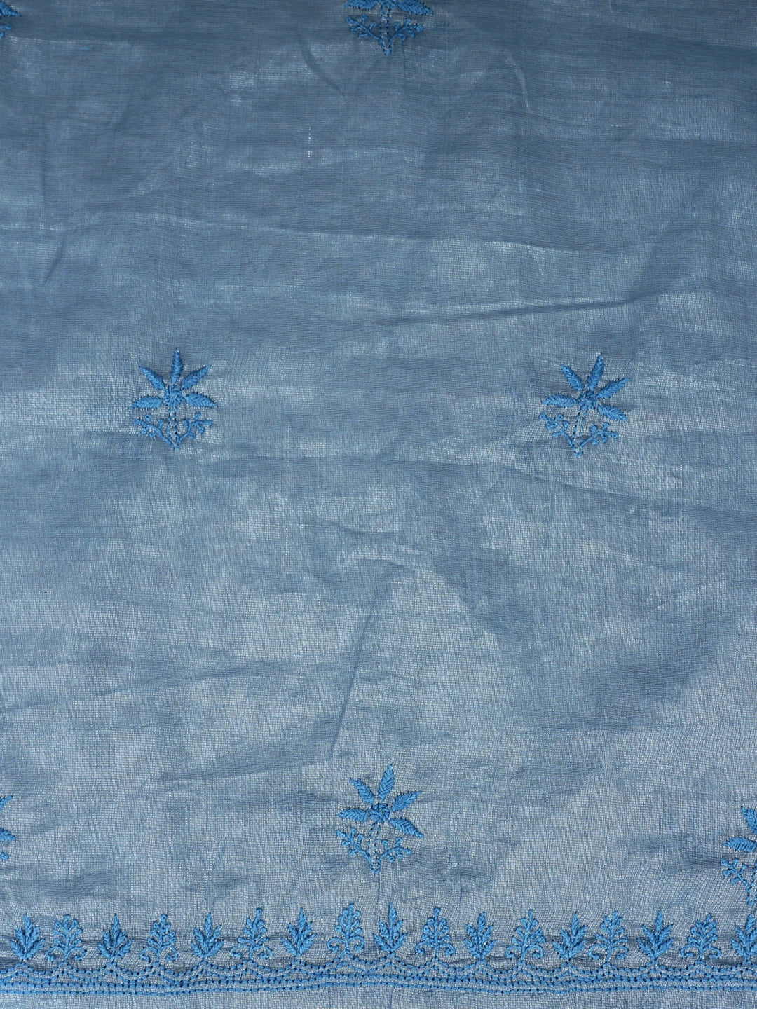 Ada Hand Embroidered Blueish Grey Tissue Lucknowi Chikankari Unstitched Kurta Dupatta Set 01A810659