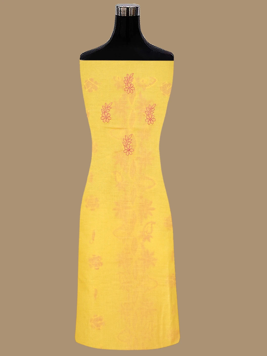 Ada Hand Embroidered Yellow Cotton Lucknowi Chikankari Unstitched Suit Set 01A821821