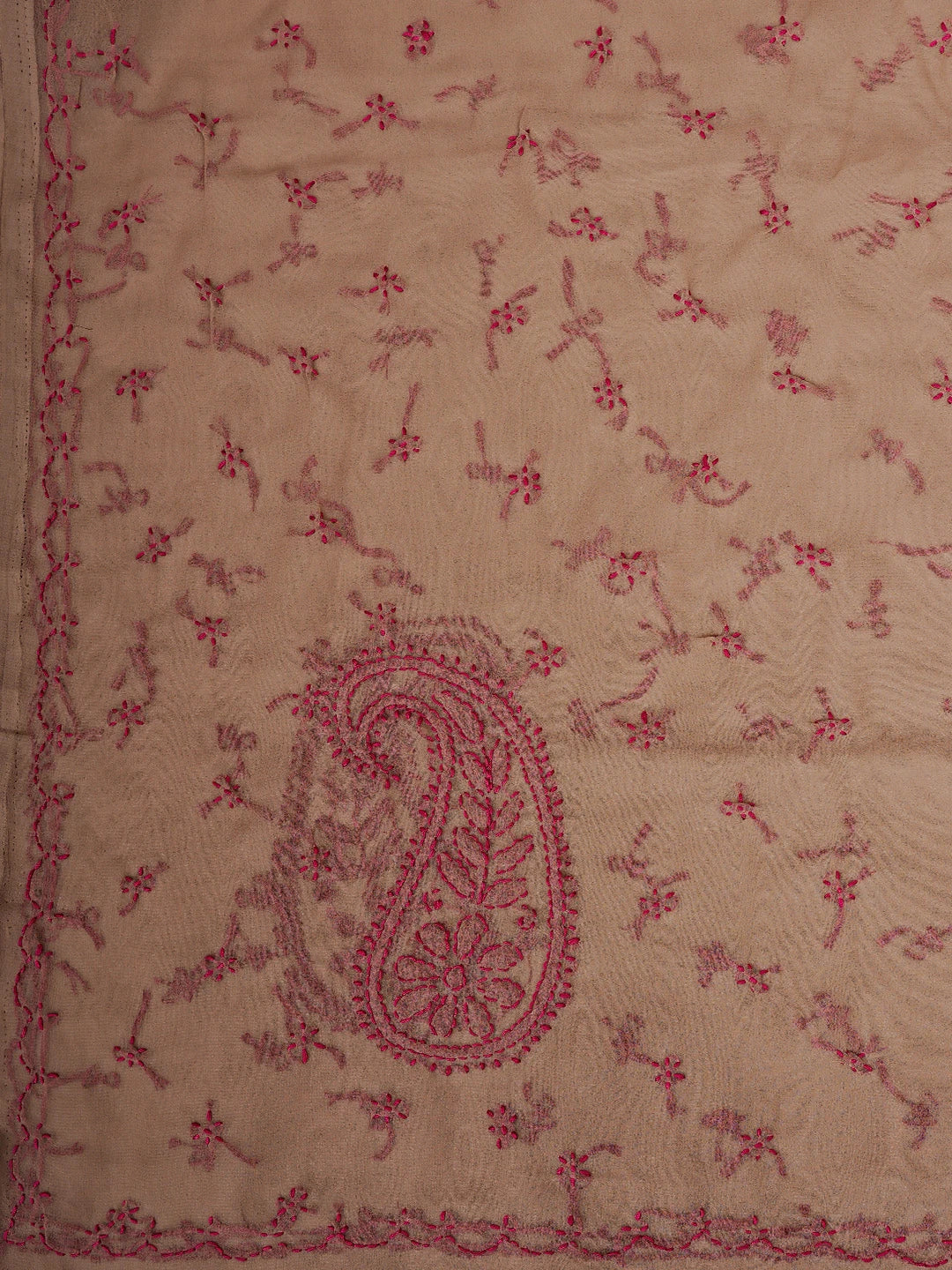 Ada Hand Embroidered Brown Georgette Lucknowi Chikankari Saree With Blouse 01A853717