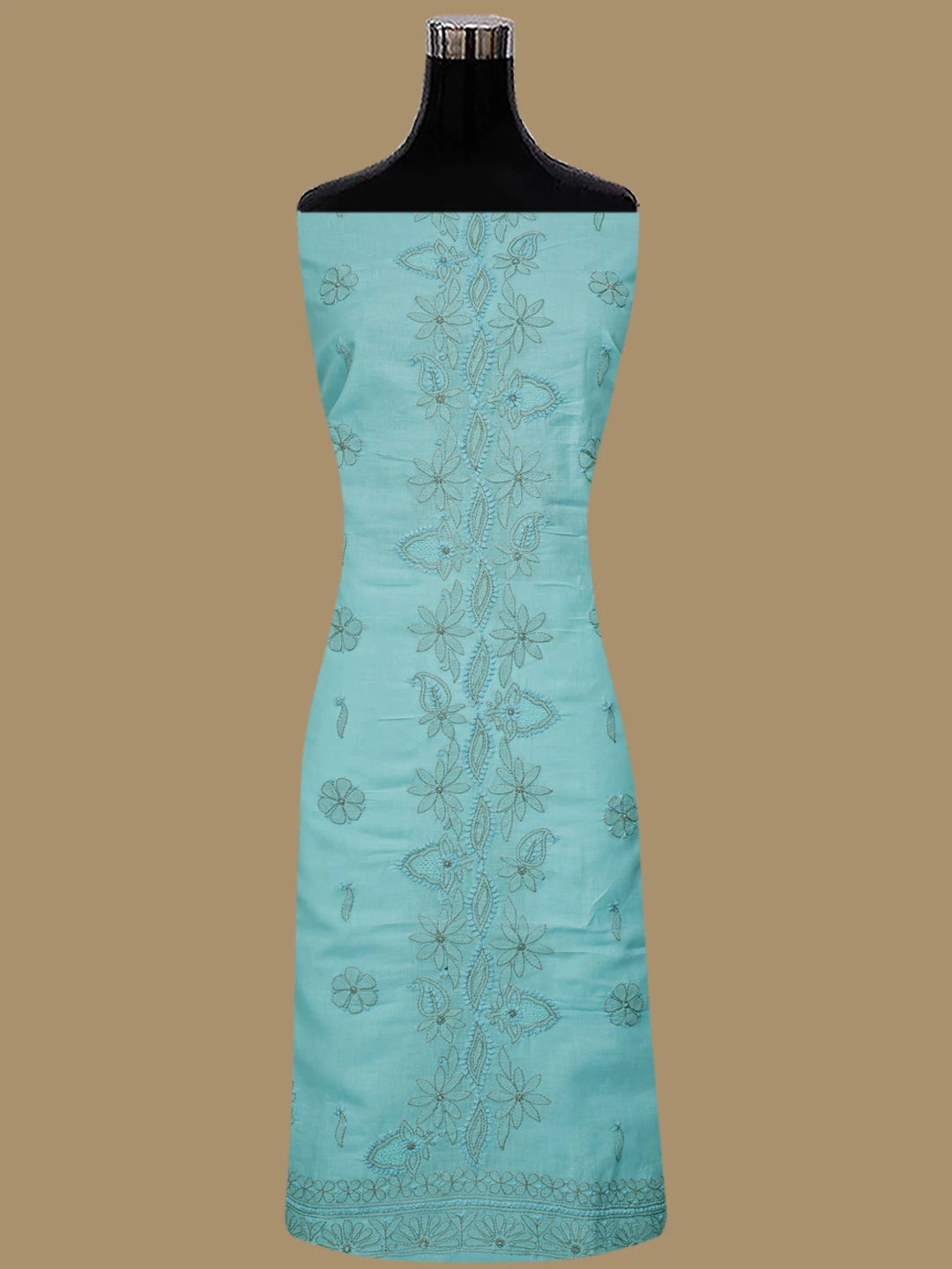 Ada Hand Embroidered Blue Cotton Lucknowi Chikankari Unstitched Suit Set 01A821815