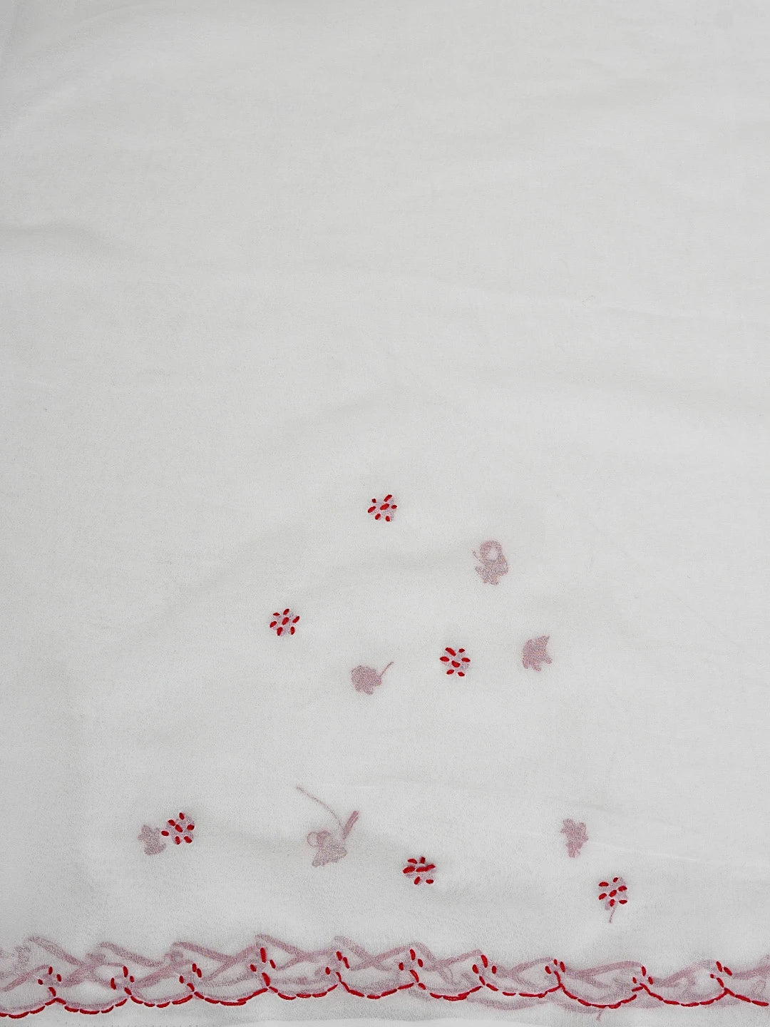 Ada Hand Embroidered White Georgette Lucknowi Chikankari Saree With Blouse 01A853751