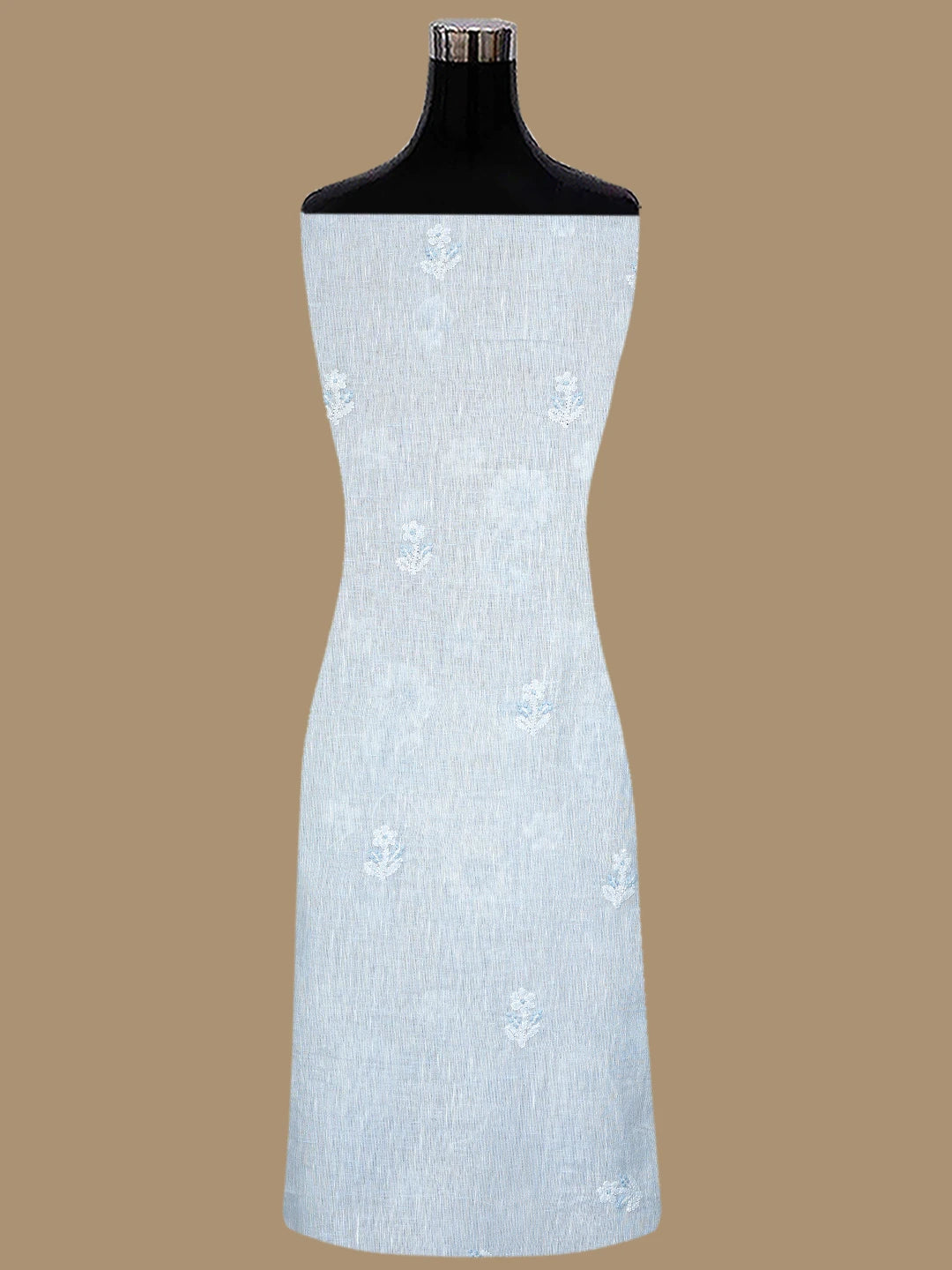 Ada Hand Embroidered Powder Blue Linen Lucknowi Chikankari Unstitched Suit Set 01A836612