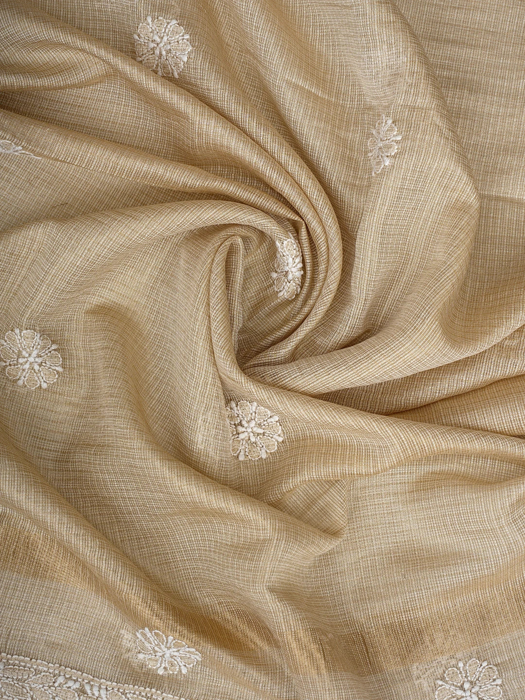 Ada Hand Embroidered Fawn Kota Lucknowi Chikankari Unstitched Kurta Dupatta Set 01A795148