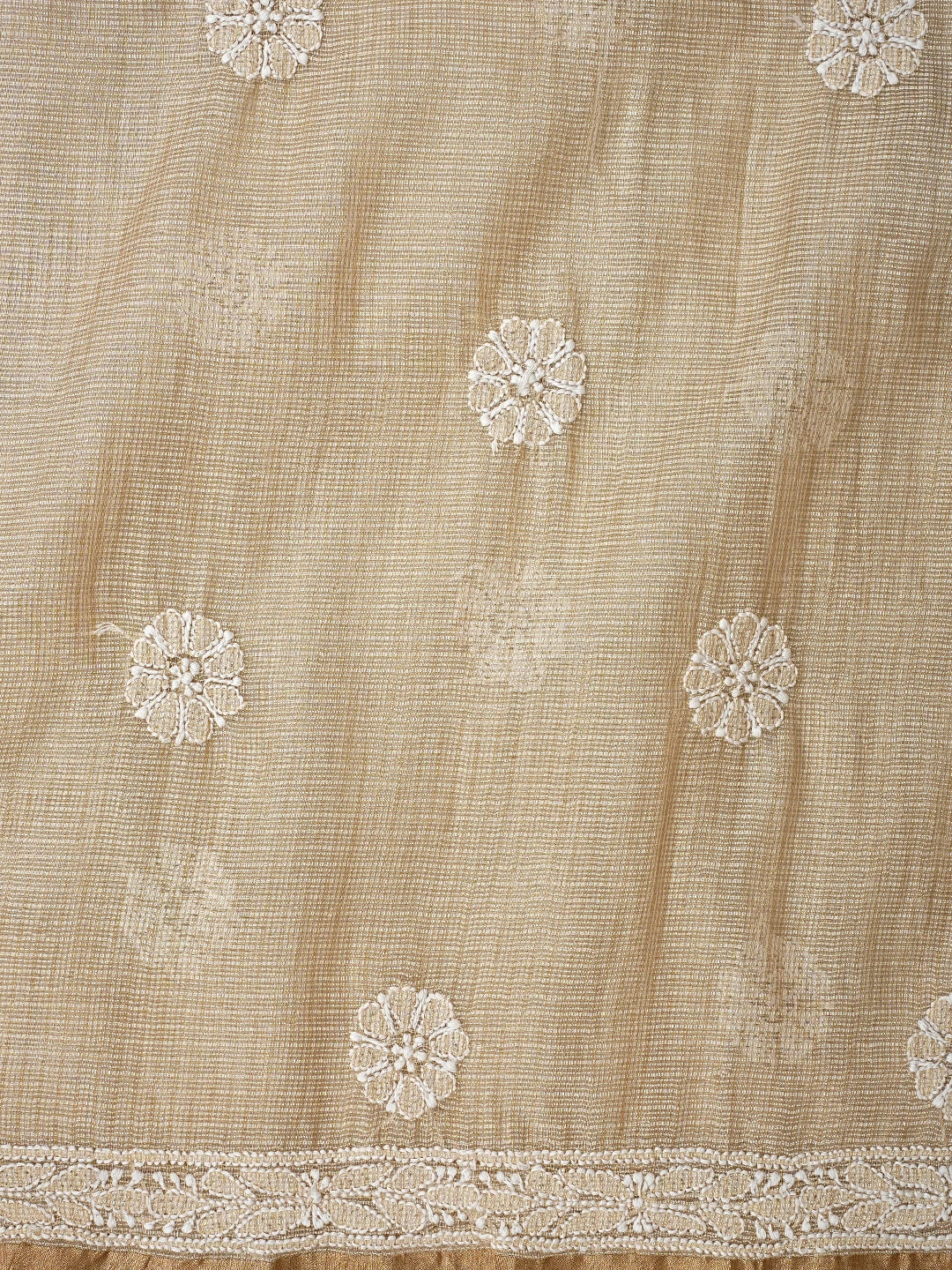 Ada Hand Embroidered Fawn Kota Lucknowi Chikankari Unstitched Kurta Dupatta Set 01A795148