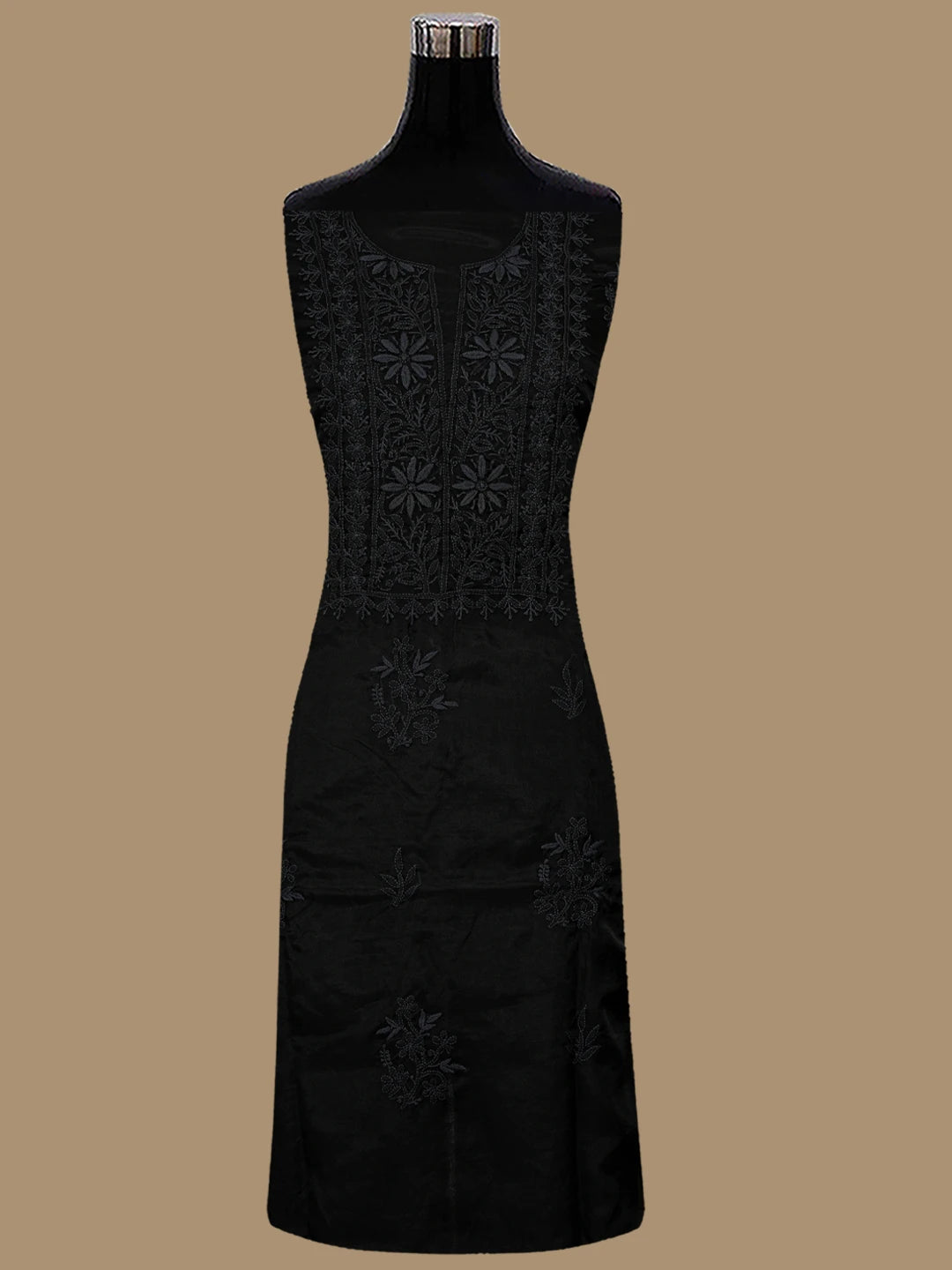 Ada Hand Embroidered Black Organza Lucknowi Chikankari Unstitched Kurta Dupatta Set 01A121874