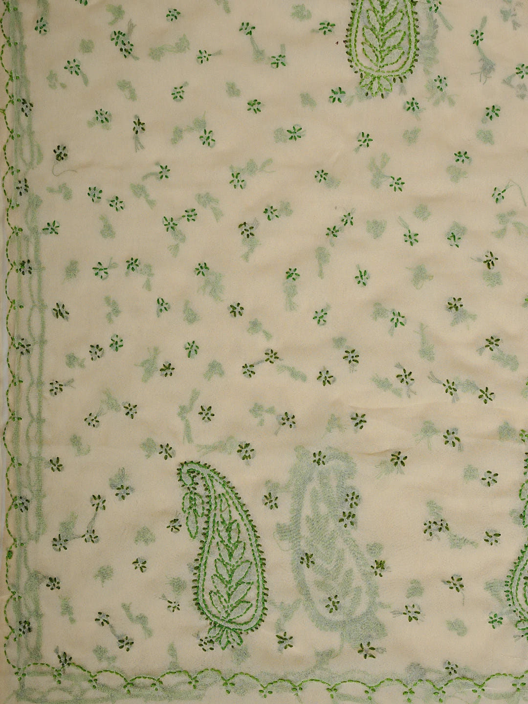 Ada Hand Embroidered Fawn Georgette Lucknowi Chikankari Saree With Blouse 01A853711