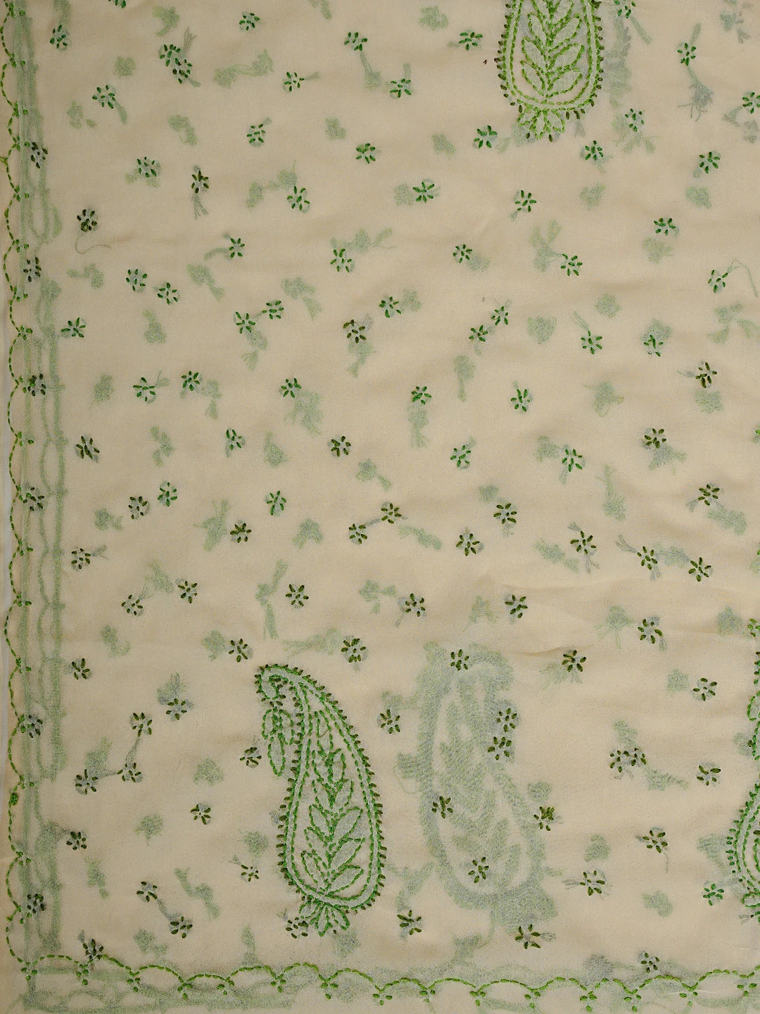 Ada Hand Embroidered Fawn Georgette Lucknowi Chikankari Saree With Blouse 01A853711