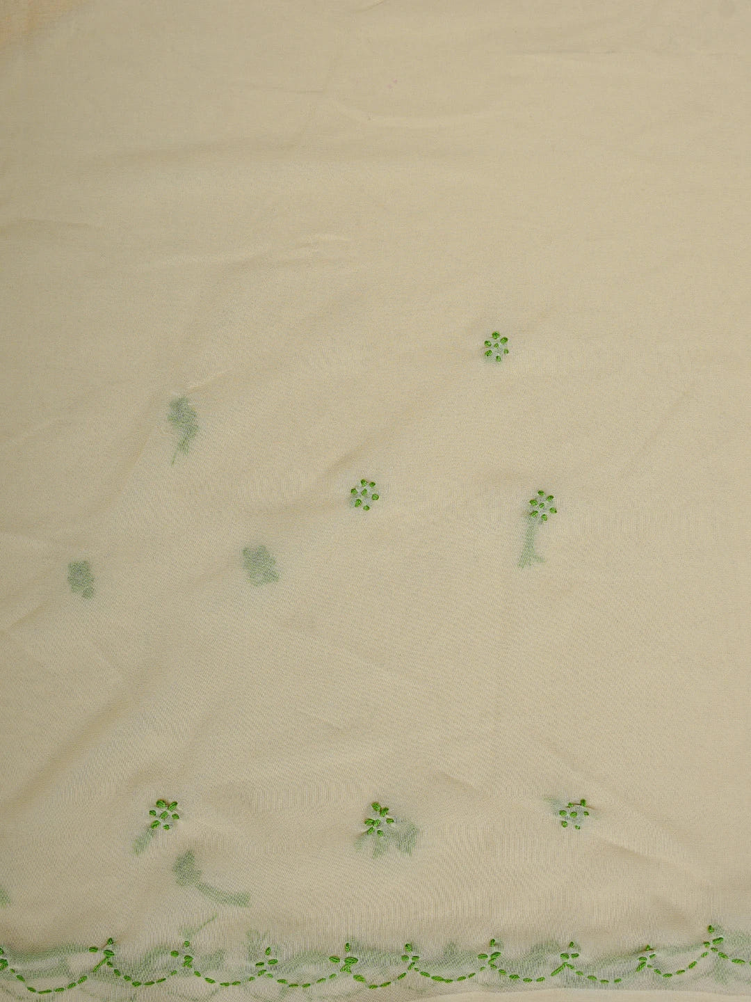 Ada Hand Embroidered Fawn Georgette Lucknowi Chikankari Saree With Blouse 01A853711