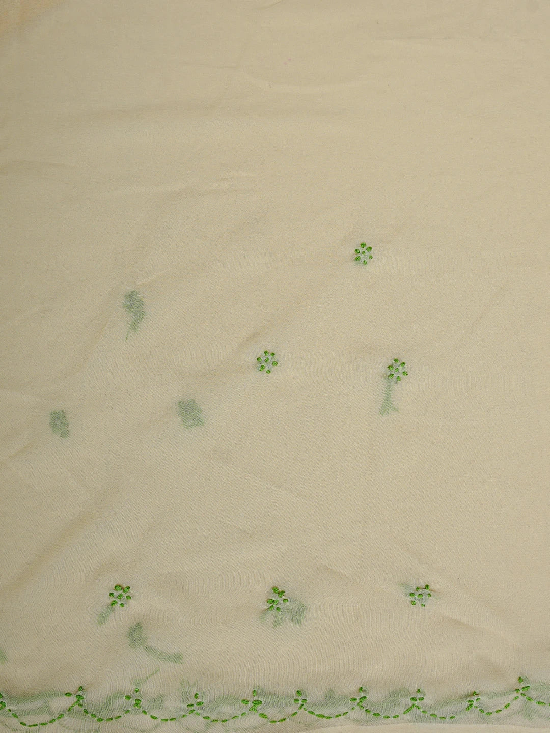 Ada Hand Embroidered Fawn Georgette Lucknowi Chikankari Saree With Blouse 01A853711