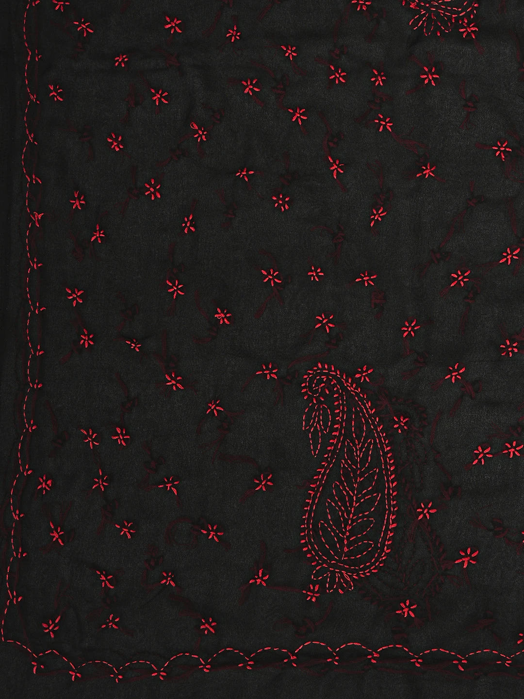Ada Hand Embroidered Black Georgette Lucknowi Chikankari Saree With Blouse 01A853743