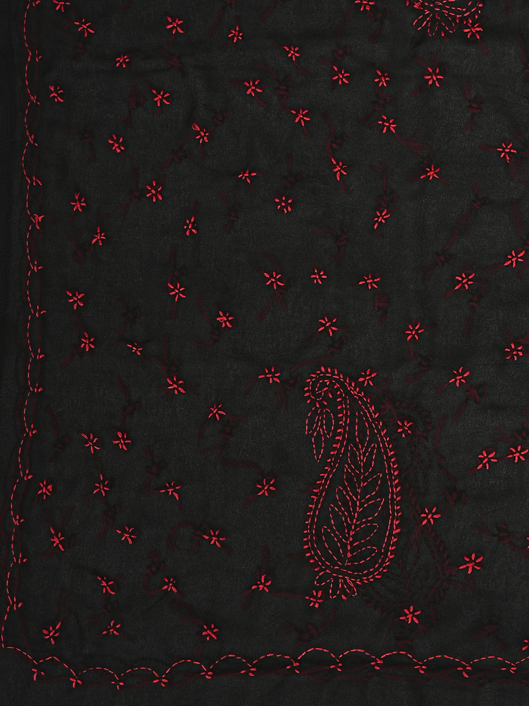Ada Hand Embroidered Black Georgette Lucknowi Chikankari Saree With Blouse 01A853743