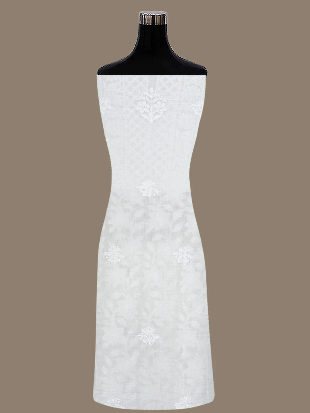 Ada Hand Embroidered White Cotton Lucknowi Chikankari Unstitched Kurta Dupatta Set 01A847343