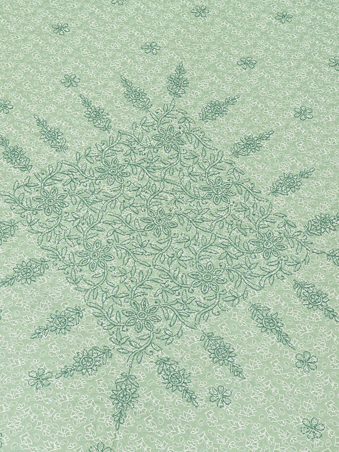 Ada Hand Embroidered Green Cotton Lucknowi Chikankari Bed Sheet With Pillow Cover Set 08A503292