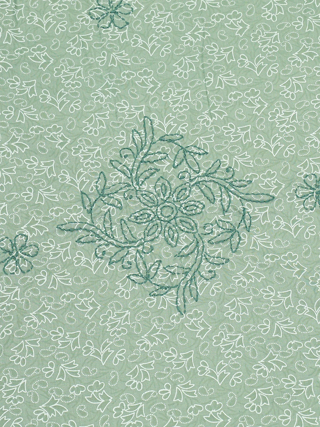 Ada Hand Embroidered Green Cotton Lucknowi Chikankari Bed Sheet With Pillow Cover Set 08A503292