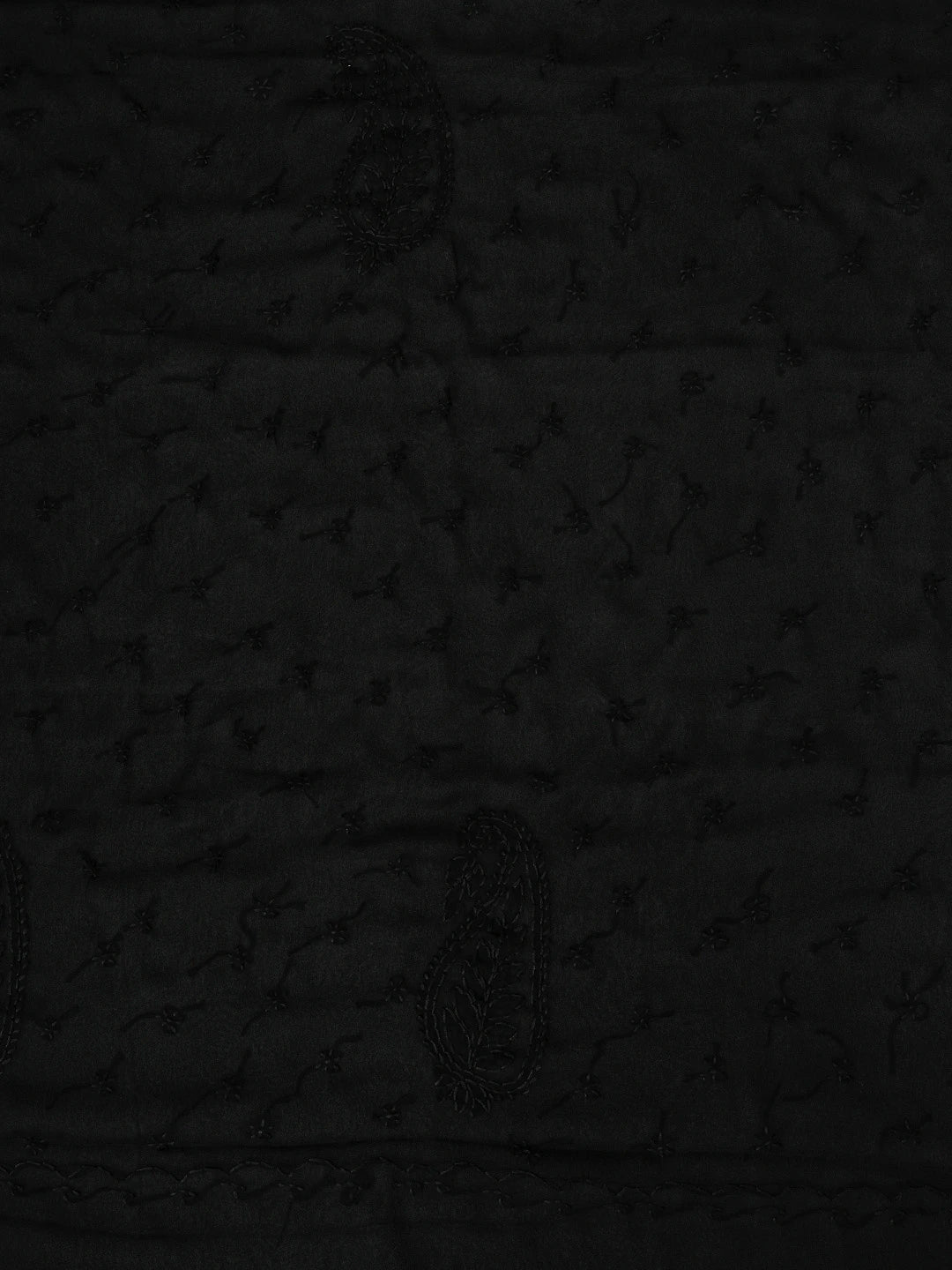 Ada Hand Embroidered Black Georgette Lucknowi Chikankari Saree With Blouse 01A853739