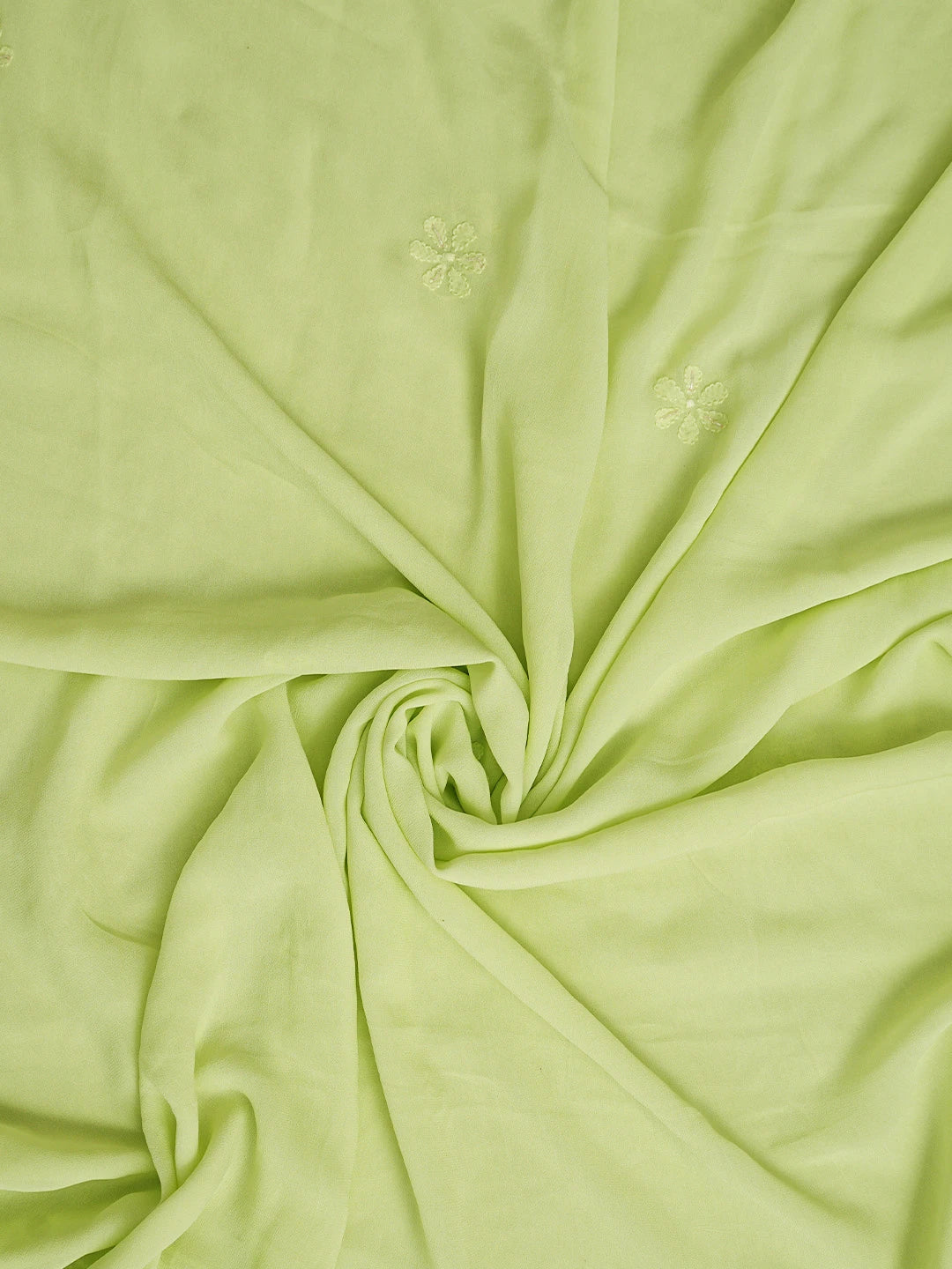 Ada Hand Embroidered Lemon Green Viscose Georgette Lucknowi Chikankari Unstitched Kurta Dupatta Set With Cutdana Work 01A816538