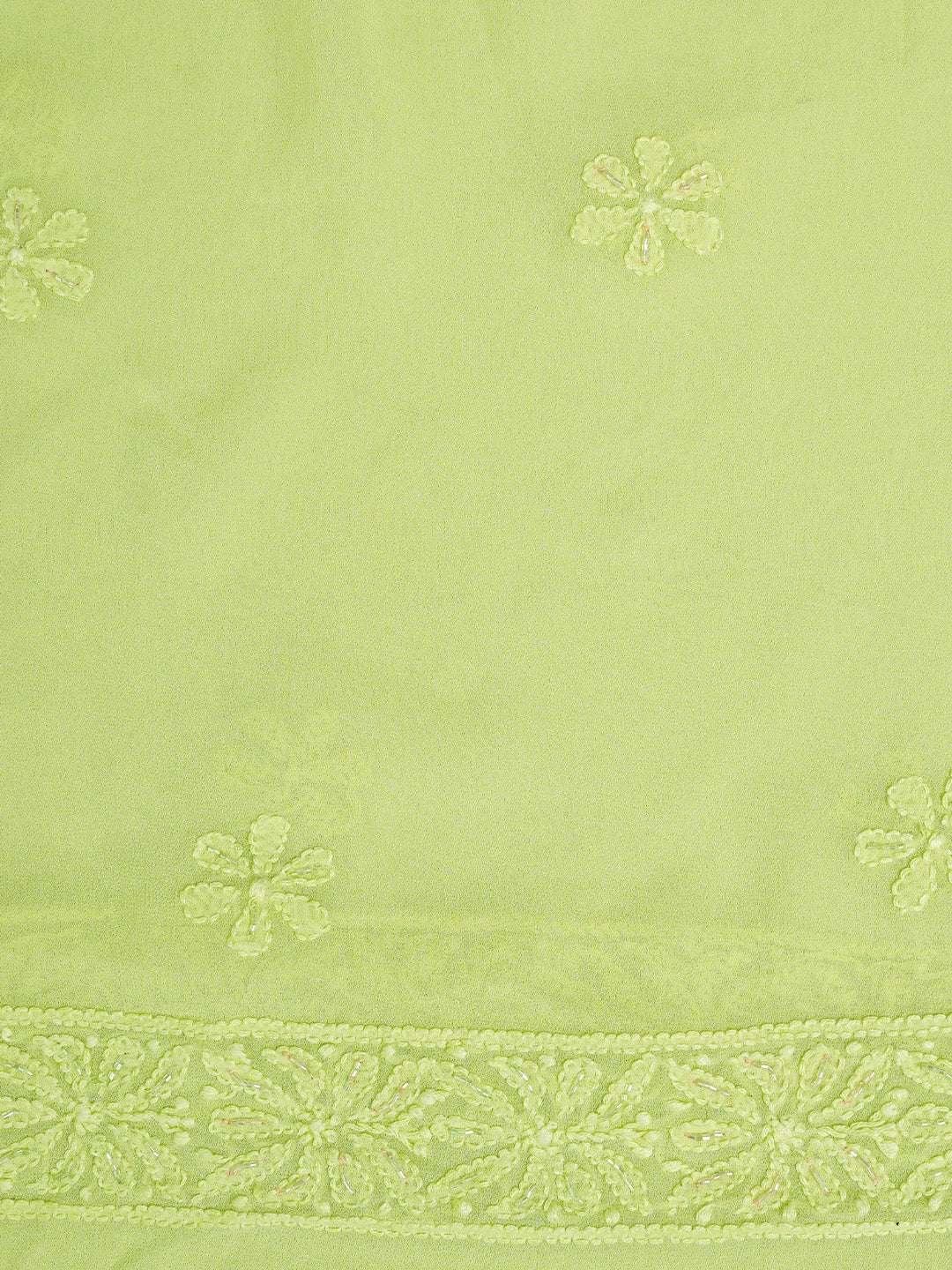 Ada Hand Embroidered Lemon Green Viscose Georgette Lucknowi Chikankari Unstitched Kurta Dupatta Set With Cutdana Work 01A816538