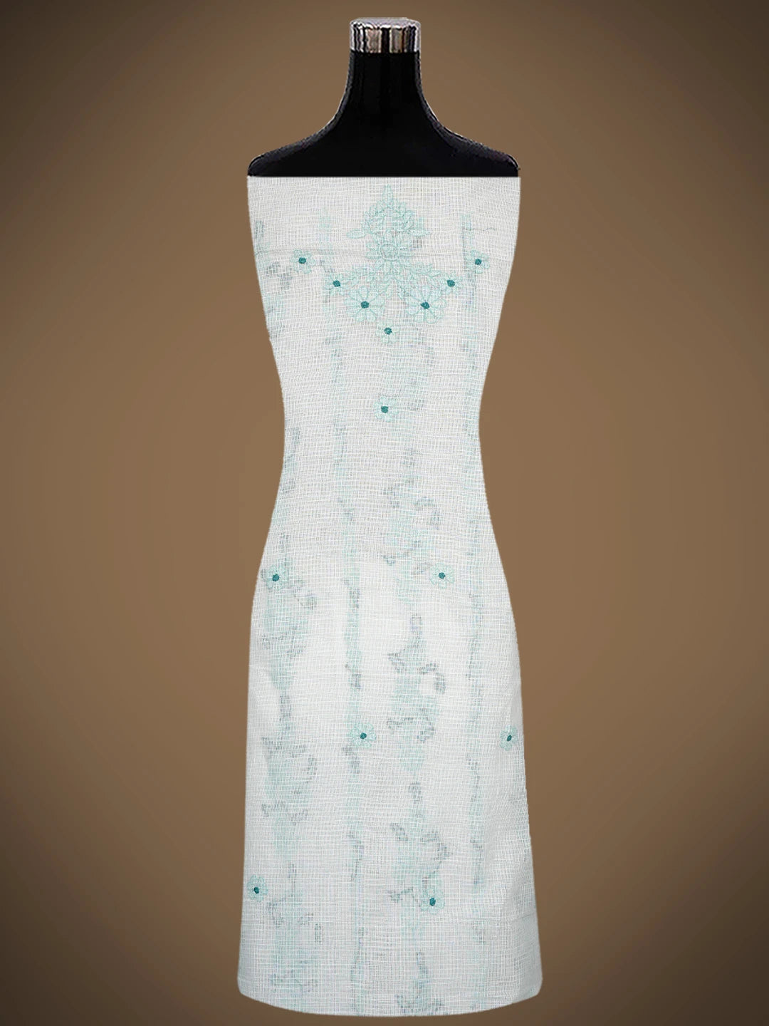 Ada Hand Embroidered Cream Kota Lucknowi Chikankari Unstitched Kurta Dupatta Set 01A831662