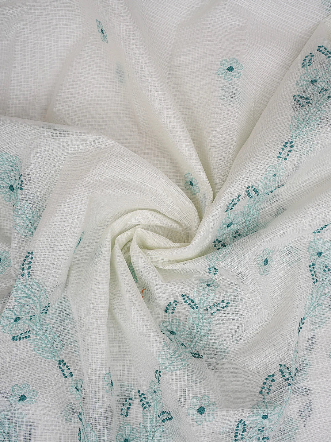 Ada Hand Embroidered Cream Kota Lucknowi Chikankari Unstitched Kurta Dupatta Set 01A831662